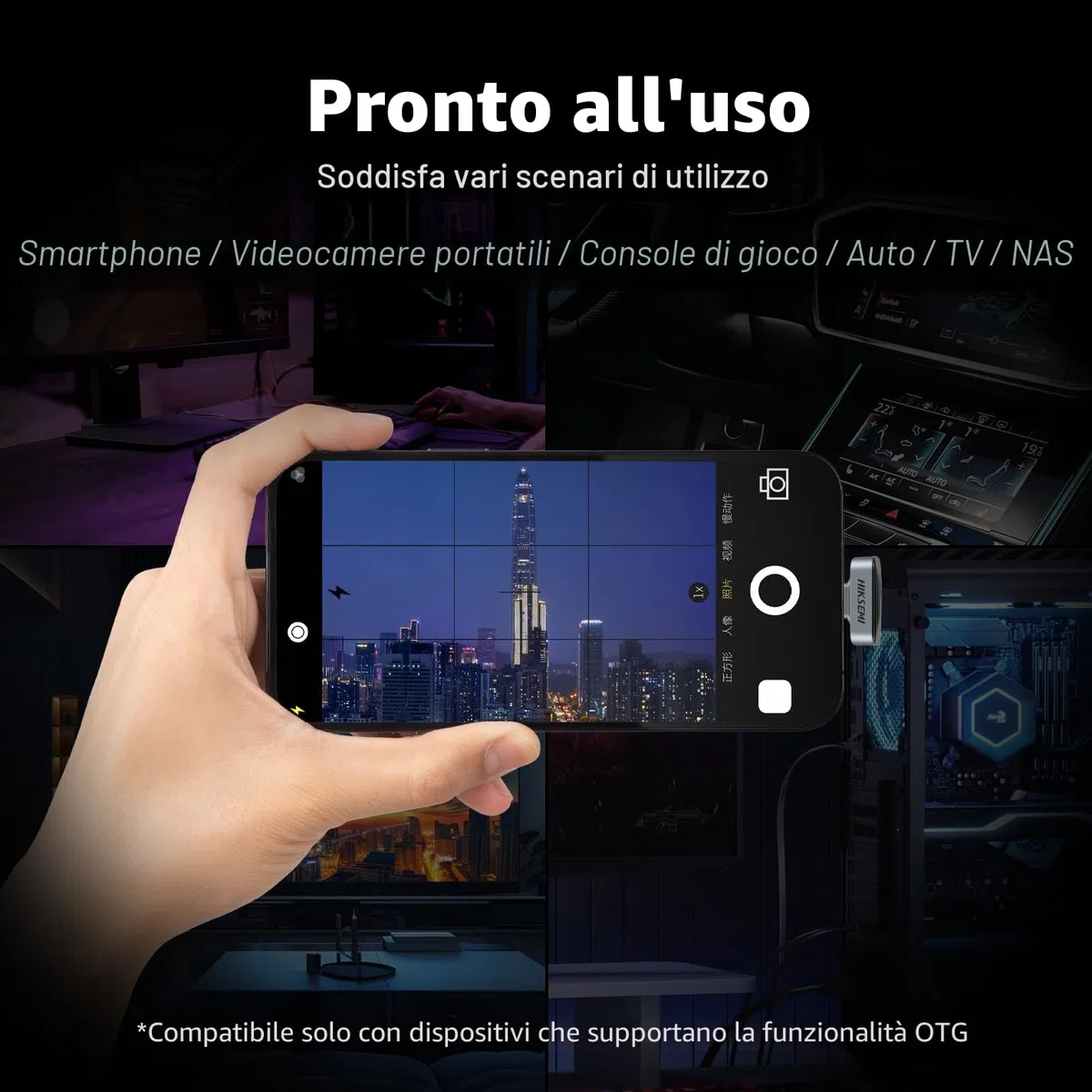 HIKSEMI Chiavetta USB 128GB, Unità Flash a Stato Solido USB 3.2 Velocità Fino a 450 MB/s, Mini Type-C SSD Esterno per iPhone 15/16, Laptop, MacBook, Android, TV, Audio per auto