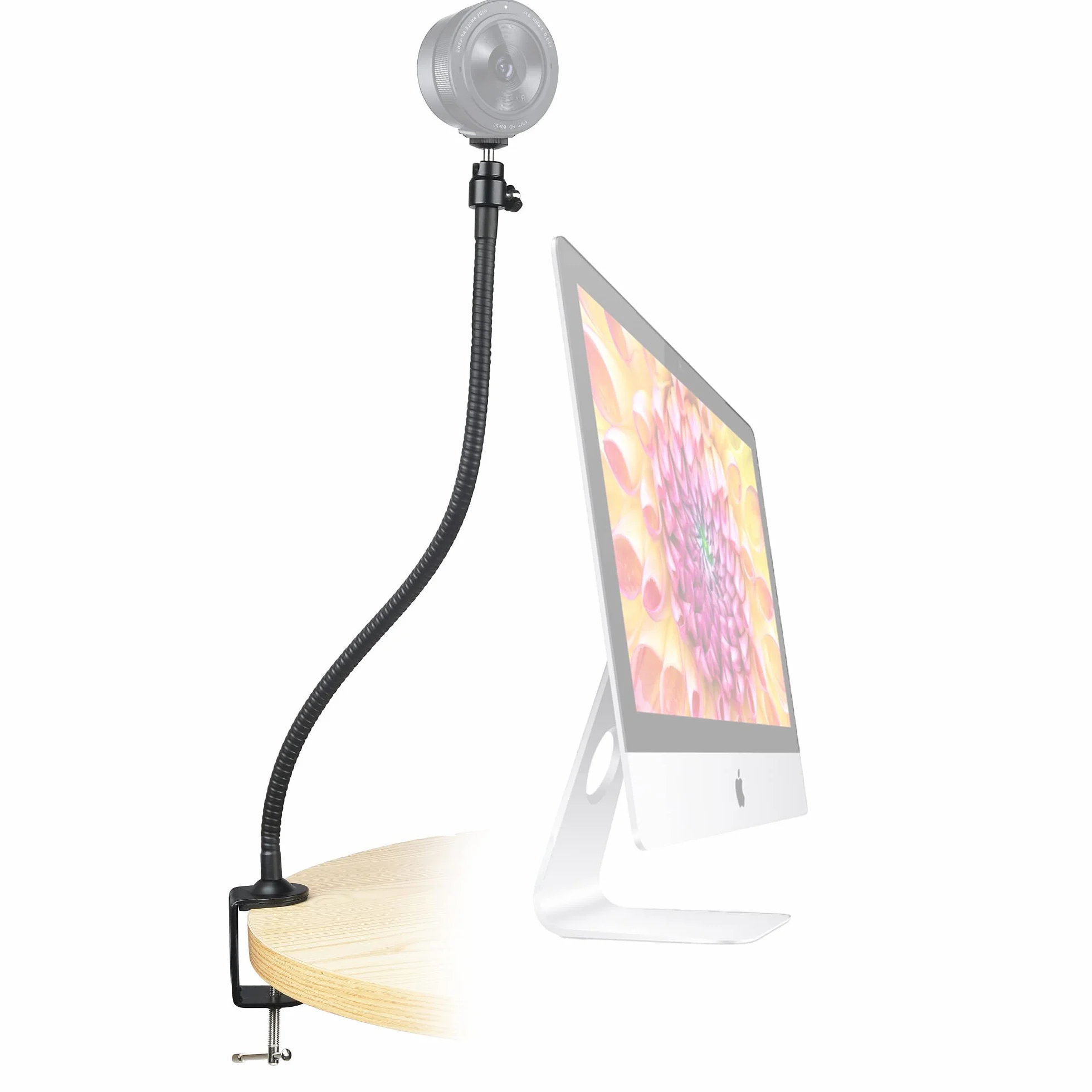 Supporto a collo d’oca con morsetto, per webcam Logitech Brio 4K, C925e, C922x, C922, C930e, C930, C920, C615; 64 cm lunghezza