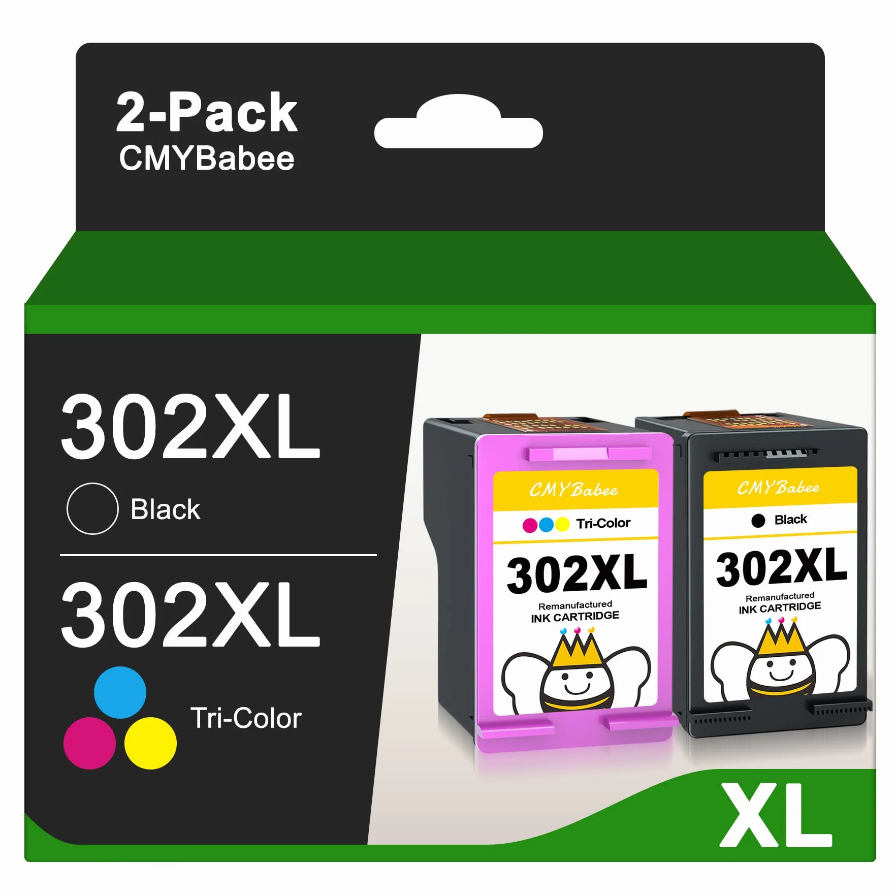 CMYBabee 302 XL 302XL Cartucce d'inchiostro Rigenerate per Cartucce HP 302 Nero e Colore per Envy 4520 4522 4527 DeskJet 1110 2130 3630 3632 3634 3636 Officejet 3830 3833 3834 4650 4657 5220 5230 5232