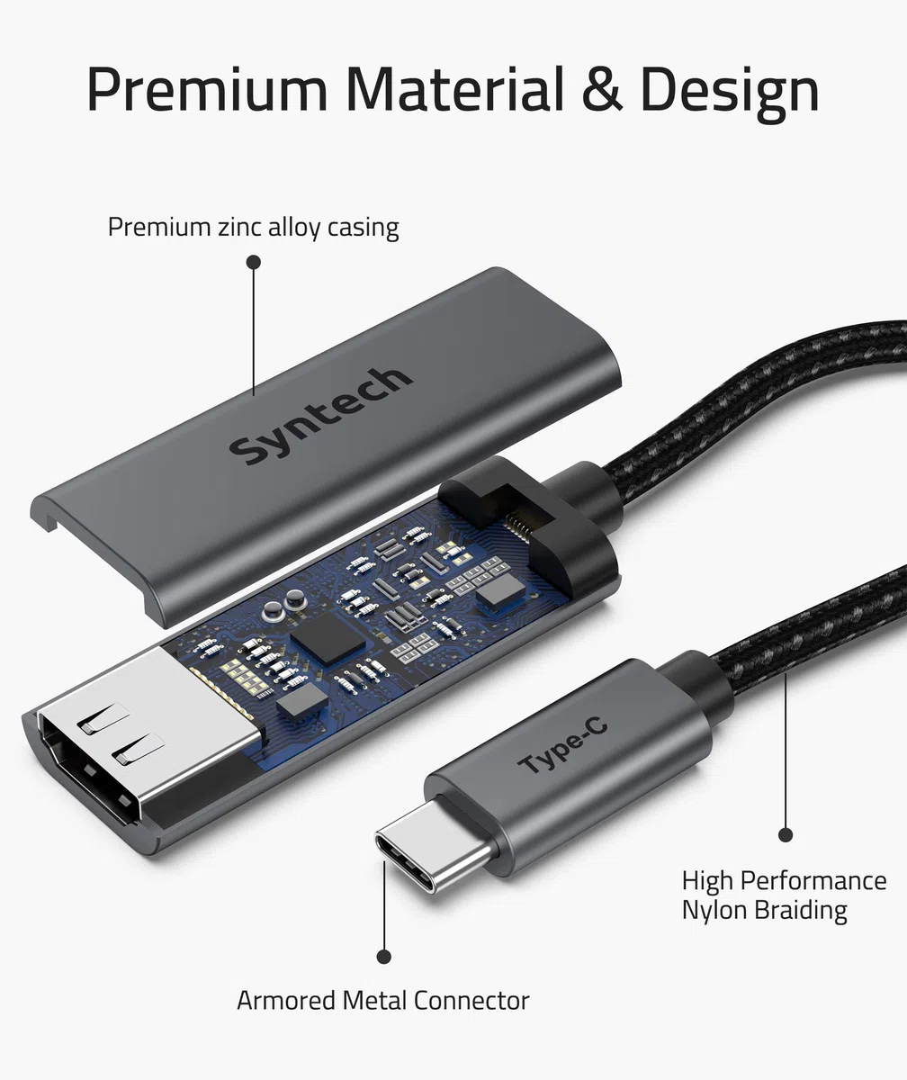 Syntech Thunderbolt 3, cavo adattatore da USB C a HDMI, compatibile con MacBook Pro, MacBook Air, iPad Pro, Samsung Galaxy S10, S9, Dell XPS 13, 15 e altri