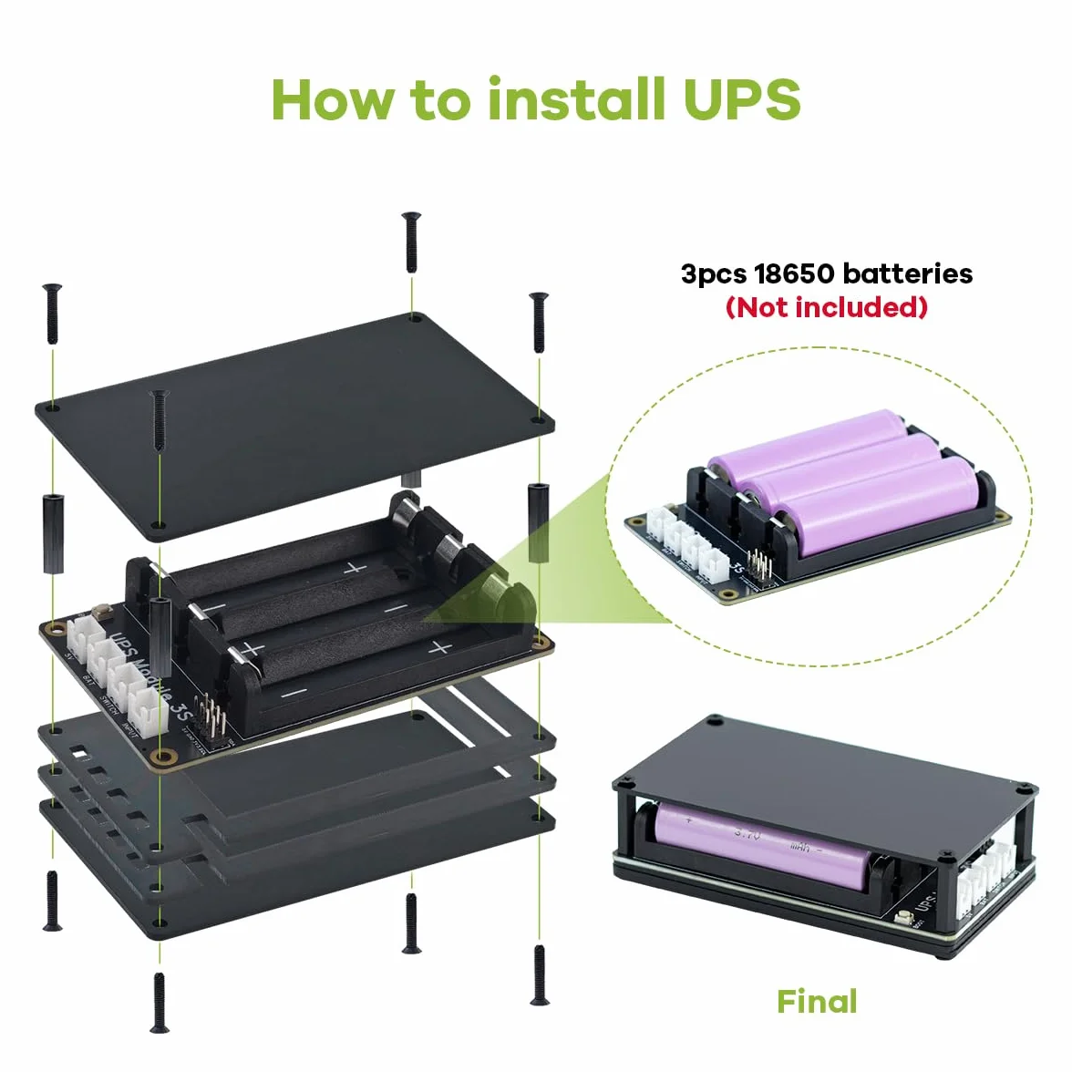 Modulo UPS LAFVIN 3S Modulo di Alimentazione Ininterrotta per Raspberry Pi/Jetson Nano Supporta Ricarica e Uscita di Alimentazione Contemporaneamente 3S & 5V 5A Output