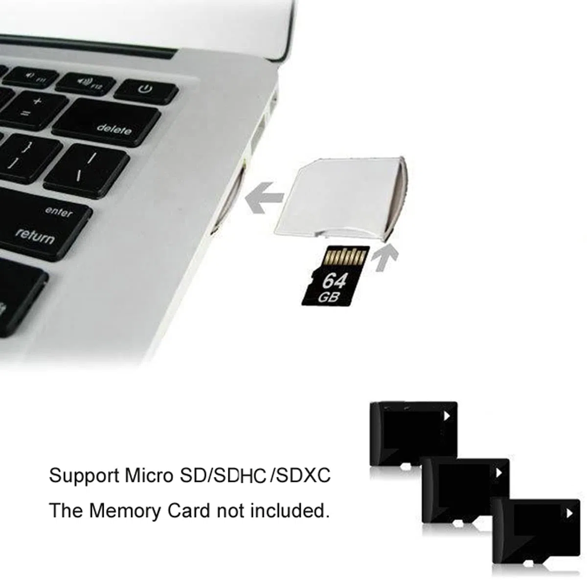 chenyang Micro SD TF to SD Card Kit Mini Adaptor for Extra Storage Mac Air/Pro/Retina White