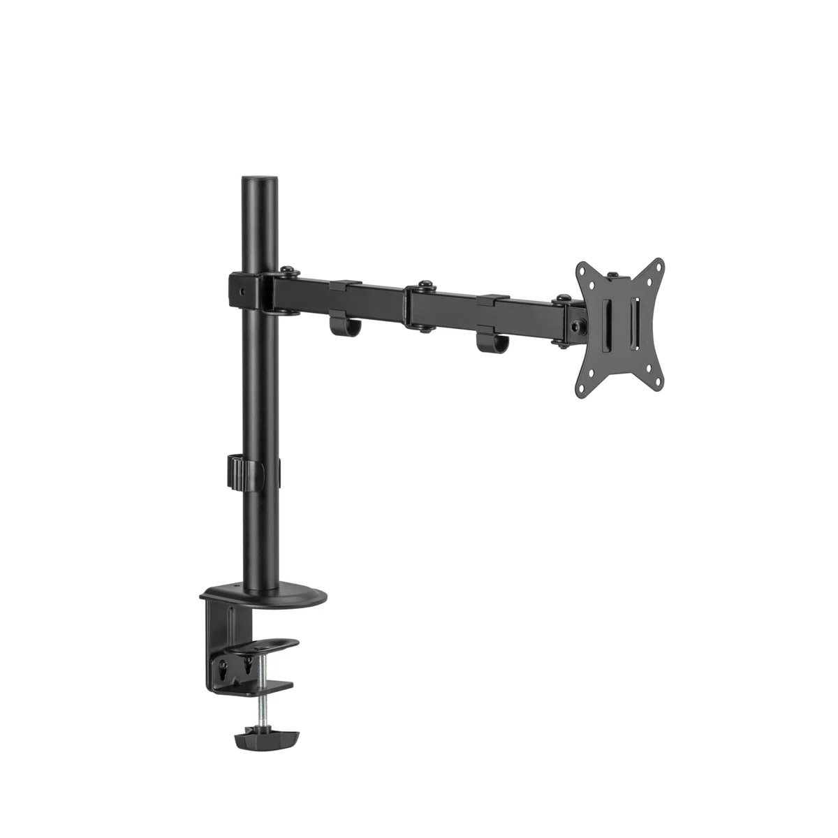 PureMounts supporto per monitor, per 1 schermo, 17 a 32 pollici, regolabile in altezza, inclinabile di +45°/-45°, orientabile con braccio girevole di 90°/-90°, VESA 100, supporto da tavolo, nero