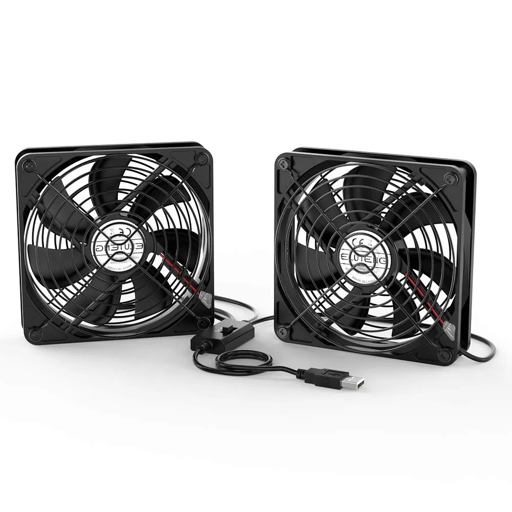 ELUTENG Ventola 120mm USB 5V Raffreddamento PC Silenziosa Ventole Fan 12cm 7 Lame con Griglie Metalliche per TV Box/Router/Xbox/Playstation/PC DIY