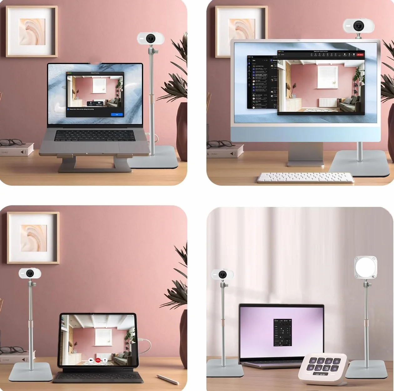 Supporto magnetico bianco per webcam Logitech Brio 100 300 500, C270, C310, StreamCam, MX Brio 4K, C920, C922, C930, C925, C615