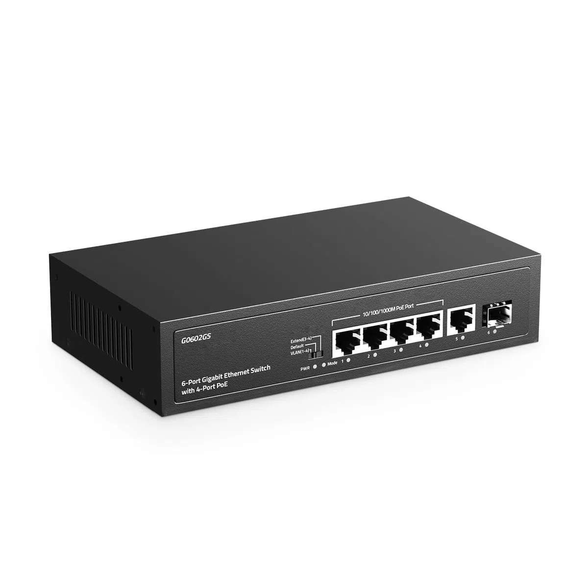 YuLinca Switch Poe Gigabit a 6 Porte, 4 Poe 1 Uplink 1 SFP, 100/1000Mbps, IEEE802.3af/at, Max 65W, VLAN basata su Porta, Estensione Poe 250m, Switch Ethernet Non gestito Senza Ventola