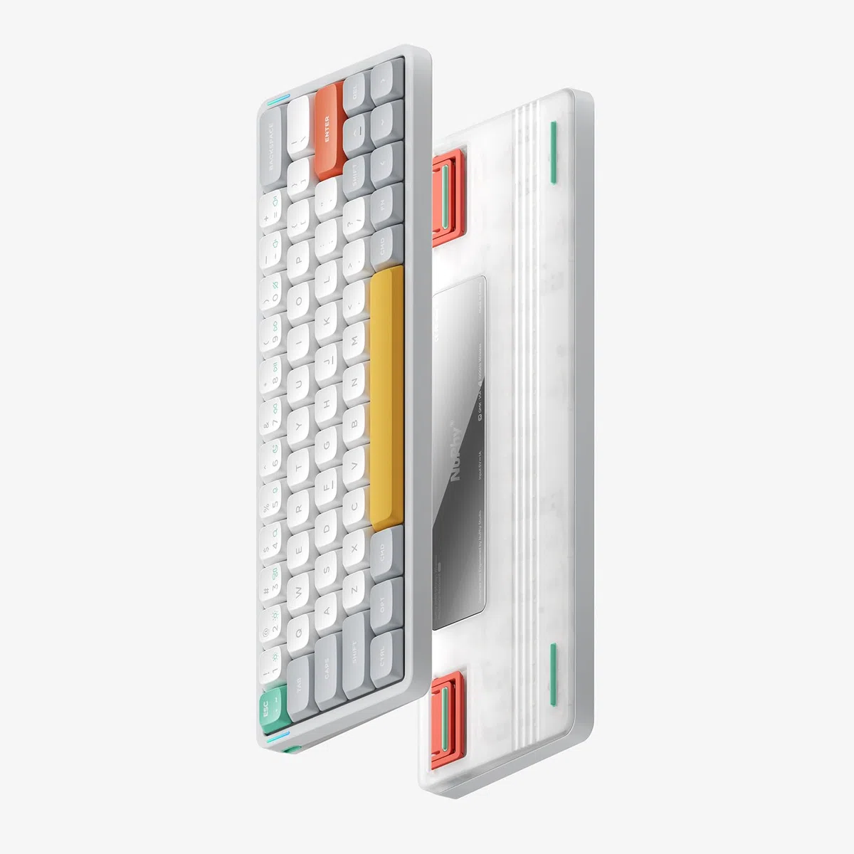 nuphy Air60 v2 QMK/VIA Tastiera Meccanica, 60% Tastiera wireless a basso profilo, Bluetooth 5.1, 2.4GHz e connessione cablata, compatibile con sistemi Windows e Mac - Ionic White Switch Red
