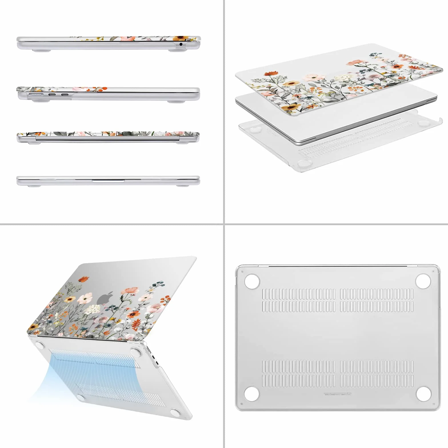 MOSISO Custodia Compatibile con MacBook Air 13 Cover M5 M4 M3 M2 2026 2025-2022 A3449 A3240 A3113 A2681, Case per MacBook Air 13,6'' display Liquid Retina&Copritastiera&Proteggi Schermo, Trasparente