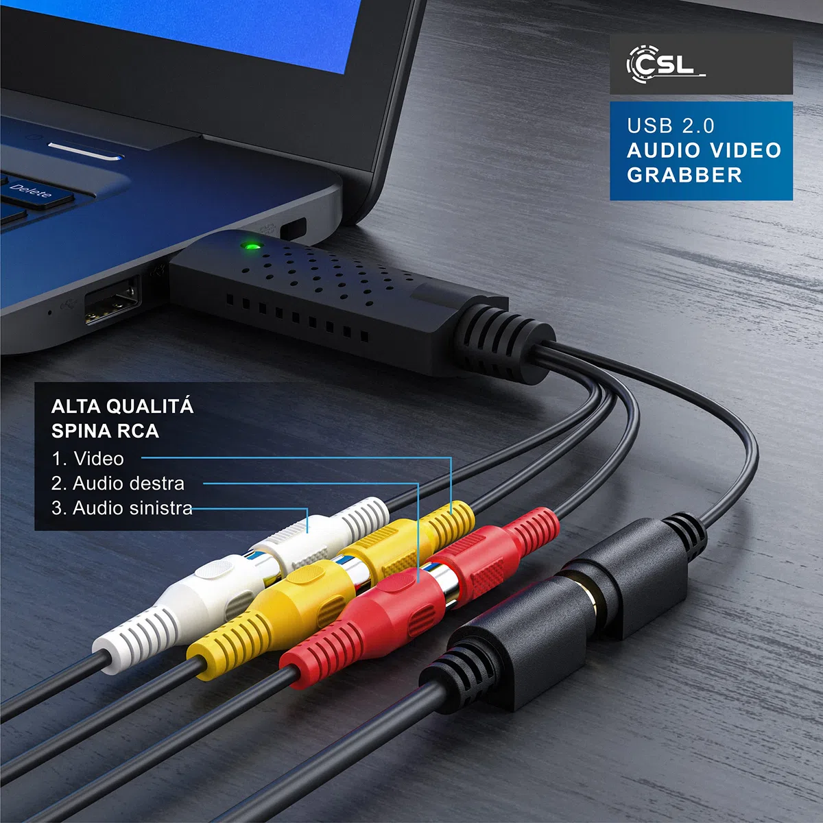 CSL - Grabber Video - Scheda di acquisizione Video USB - Convertitore Analogico Digitale Acquisizione - Nuovo Software - Compatibile con Windows 11