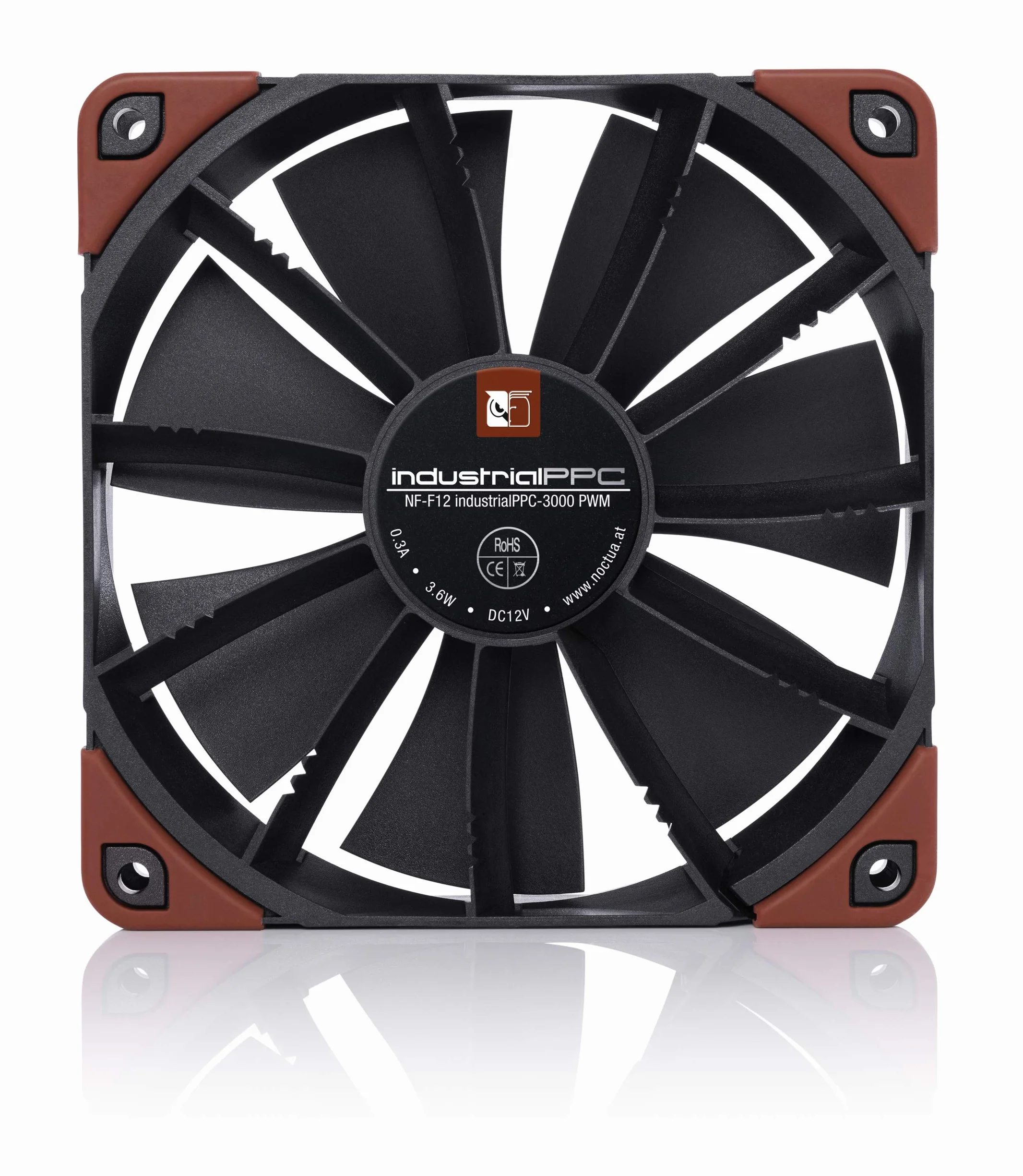 Noctua NF-F12 iPPC-3000 PWM Ventola per Applicazioni Gravose, 4-Pin, 3000 RPM (120 mm, Nero)
