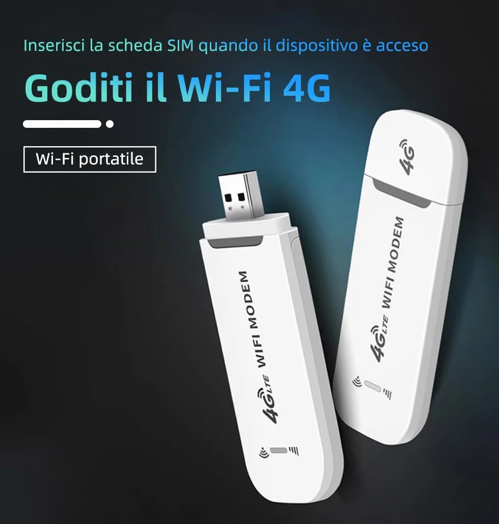 Modem Sim 4g LTE Wifi Portatile, Spina USB, Router Wireless con Supporto per Slot per Schede SIM, Supporto per Hotspot da Viaggio Portatile LTE B1/B3/B7/B8/B20/B38/B40/B41