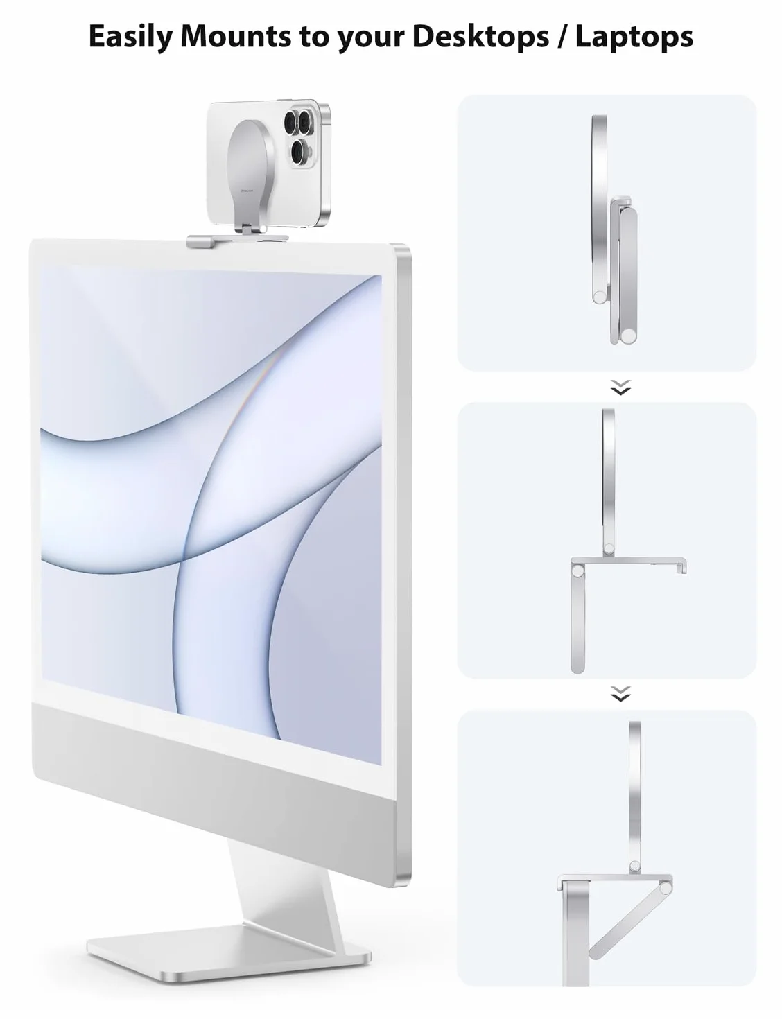 Stouchi Supporto per fotocamera continuity per iMac, supporto per webcam per iPhone compatibile con monitor desktop con Mag-Safe