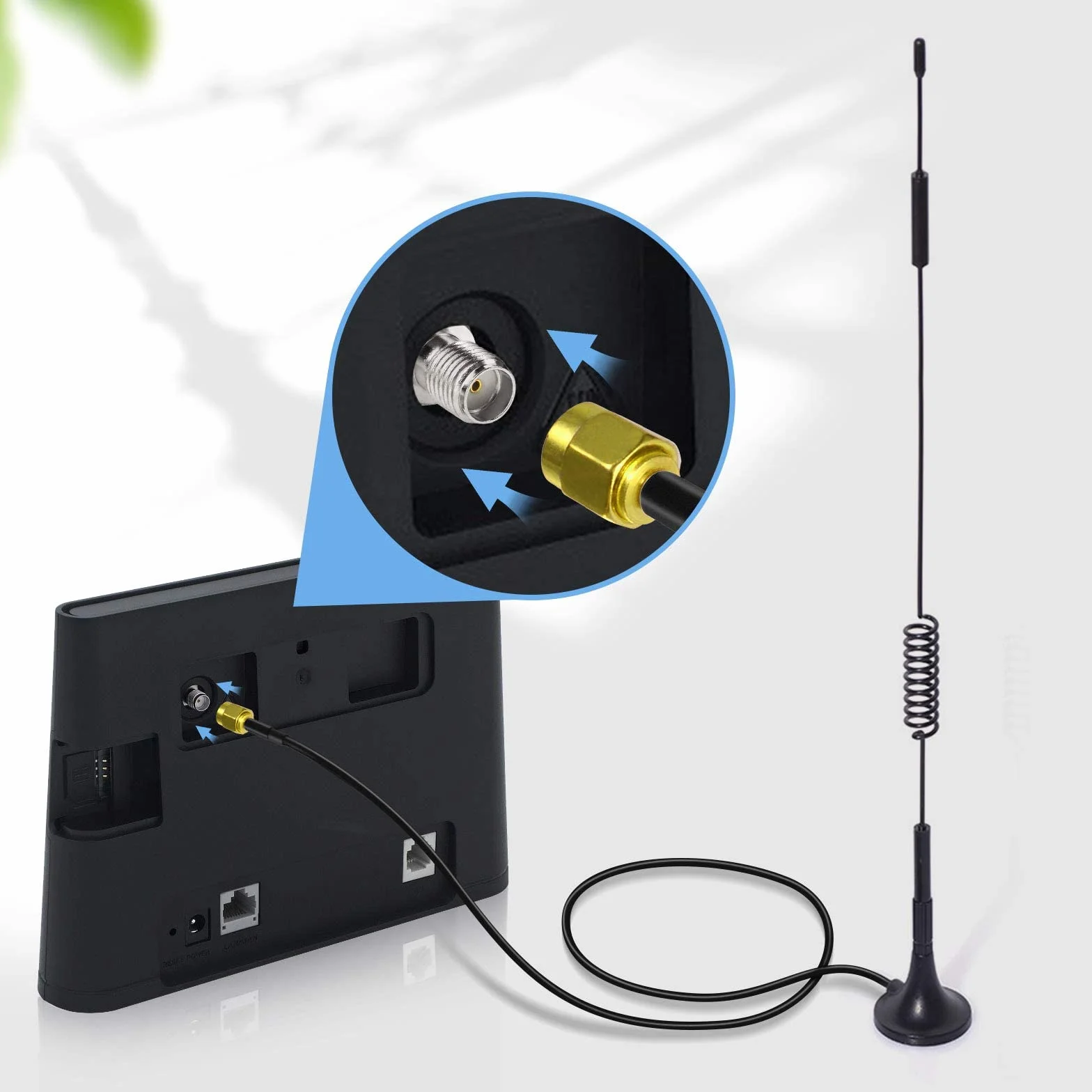 Bingfu Antenna 4G LTE Interni SMA Maschio 7dBi MIMO Esterna Base Magnetica (2 Pacchi) para Tim Iliad Vodafone WindTre 4G LTE Cellular Router Modem Gateway Hotspot