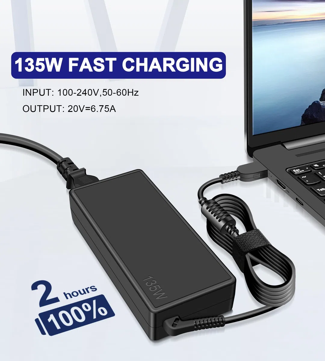 Caricatore da 135W compatibile con Lenovo Universal Thunderbolt 3 4 Essential Smart Dock Gen 1 2, Ultra/Pro Docking Station Gen 1, Dock USB-C ibrido con docking station USB-A Alimentatore ADL135NDC3A