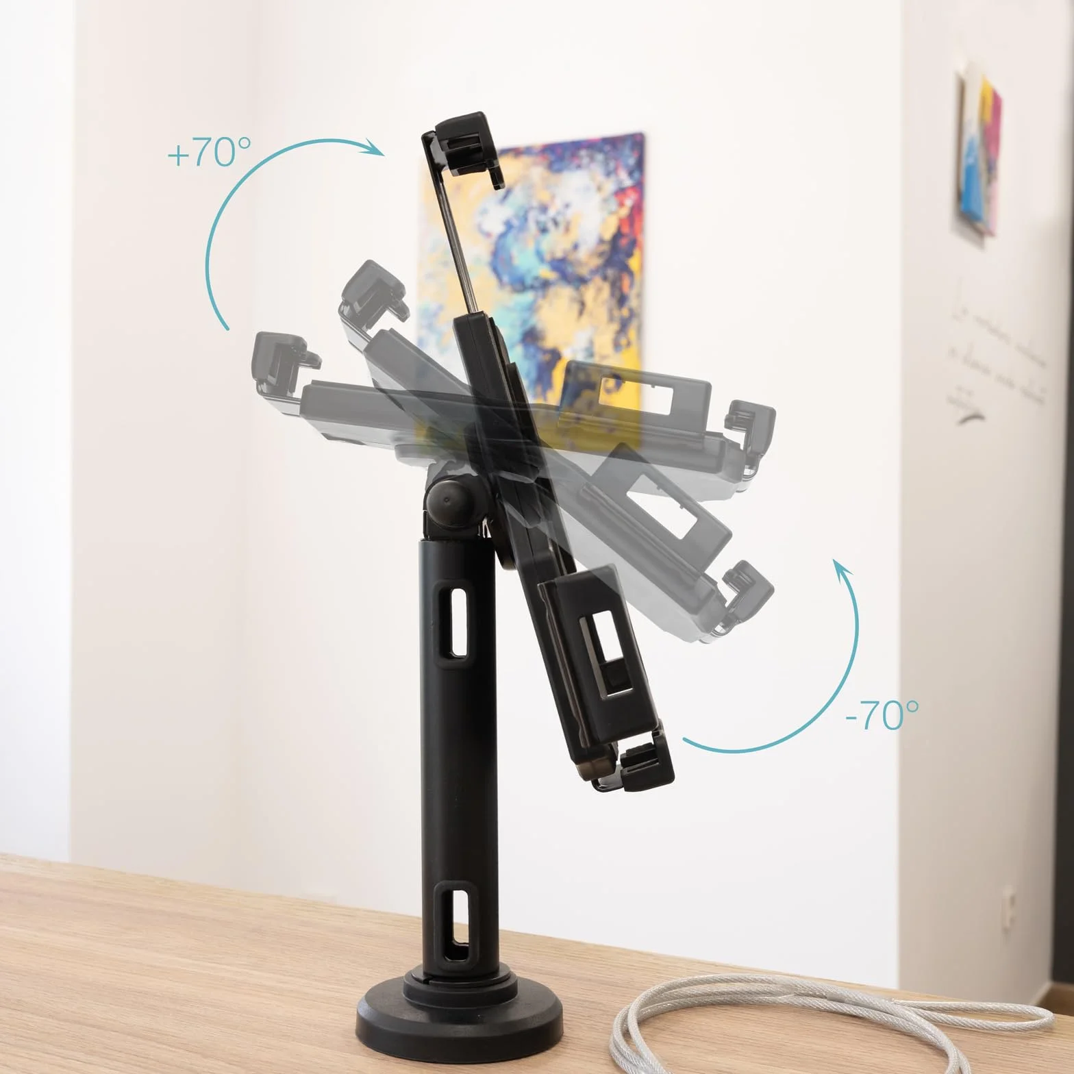 TOOQ TQTDS0812 - Supporto da Tavolo/Parete Professionale per Tablet con Sistema Antifurto, Nero