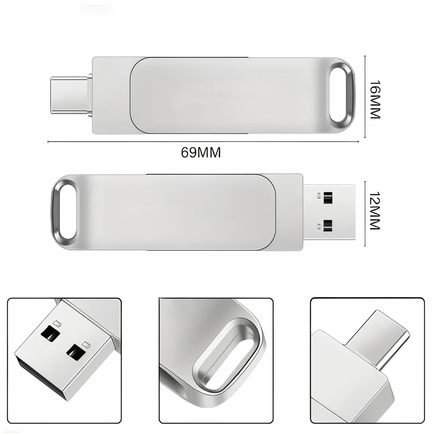 Chiavetta USB, 512GB Pendrive 2 in 1 USB 3.0 Alta Velocità Pen Drive Impermeabile Pennetta USB Metallo USB Flash Drive per Smartphone,Computer,Tablet, Smart TV,PC,Laptop,OTG Android Backup