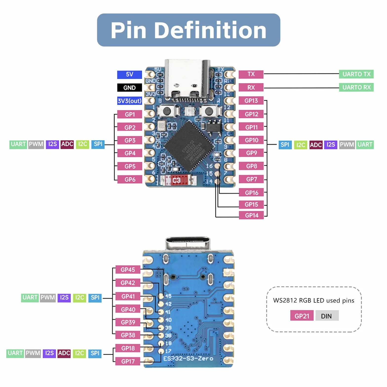 diymore per ESP32-S3 WiFi Bluetooth Mini Modulo Scheda di Sviluppo Processore dual-core basato su per ESP32-S3