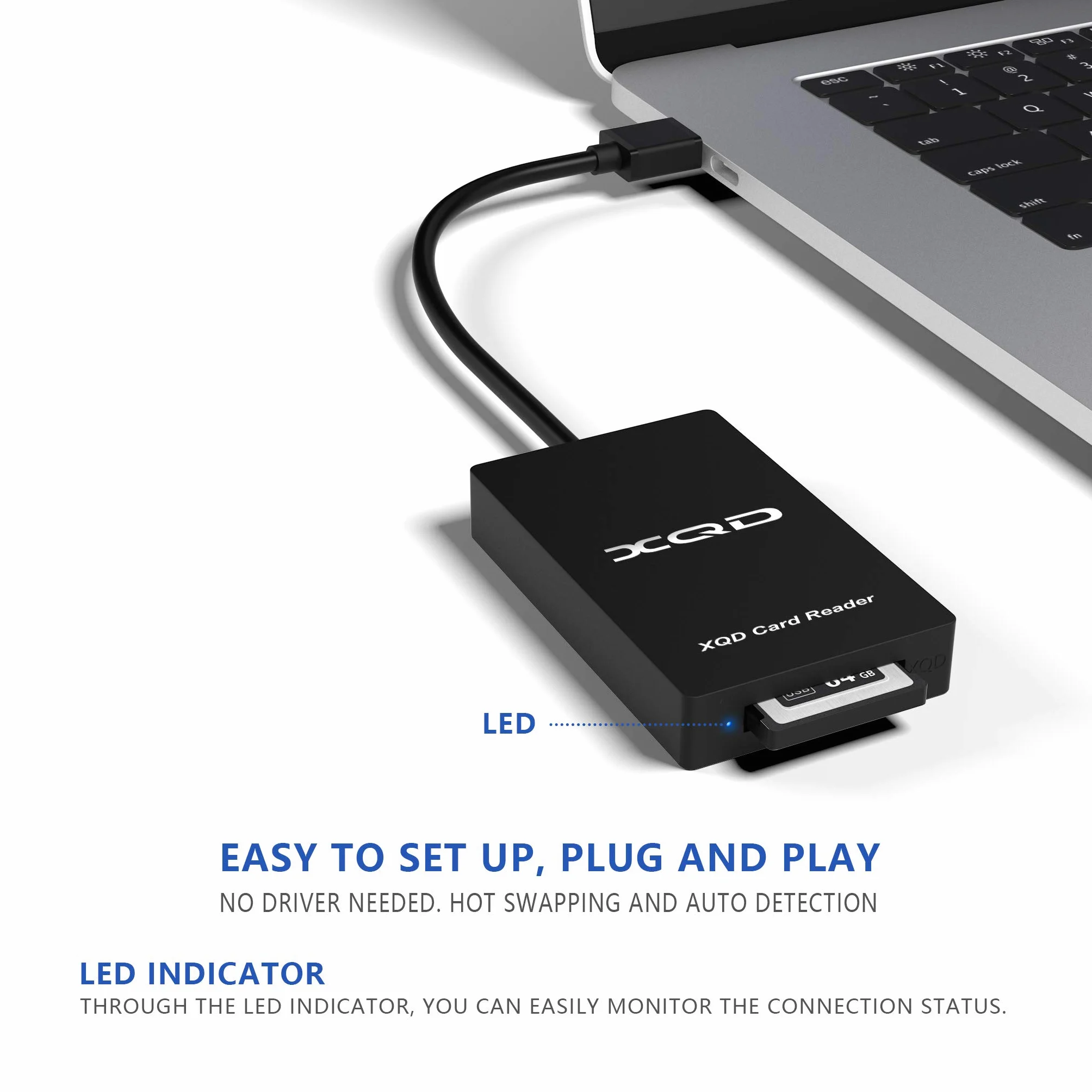 CATECK Schede XQD serie M e G, lettore di schede per dispositivi USB 3.0 5 GB/s, compatibile con Mac OS e Windows