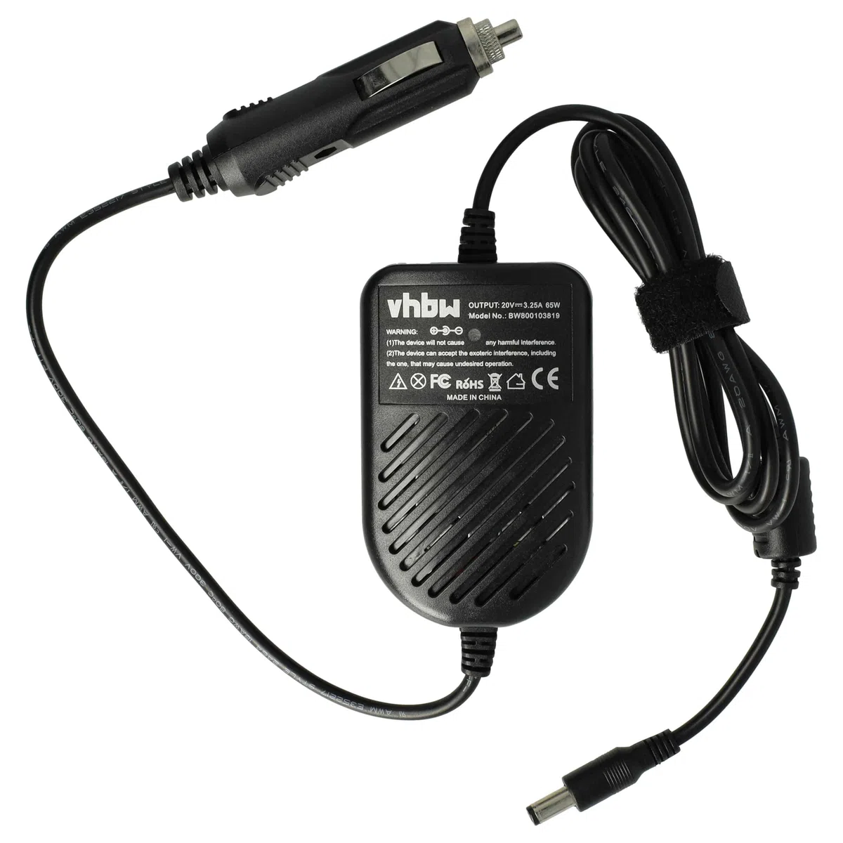 vhbw caricabatteria da auto sostituisce Lenovo ADP-65KHB, DB, CPA-A065, 6001646 per notebook - Caricatore da 12V nero 3,25 A