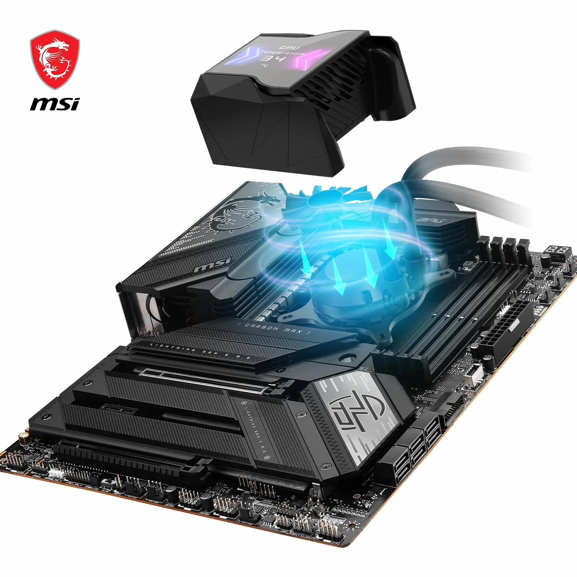 MSI MPG CORELIQUID D240 CPU Liquid Cooler da 60 mm, 2 ventole ARGB da 120 mm, Tubazione anti-evaporazione, Raffreddamento GI - Compatibile con Socket AMD e Intel