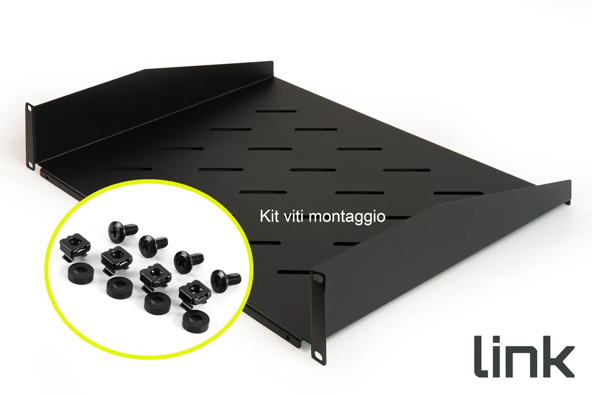 LINK LKRIP350N2U Ripiano per Armadio 19" 2U Profondità 350 mm, Nero