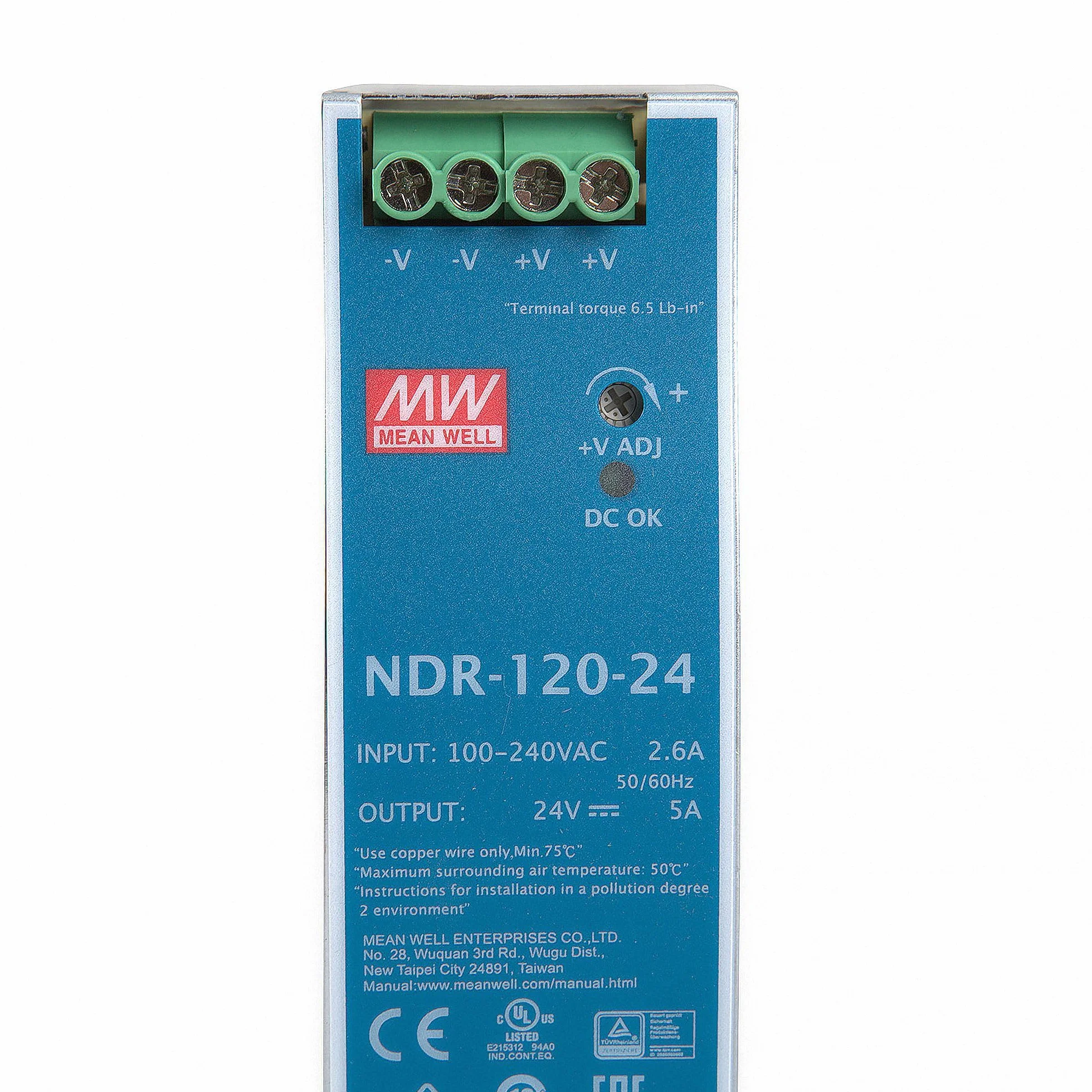 MeanWell NDR-120-24 - Alimentatore di rete DIN RAIL 120 W, 24 V, 5 A