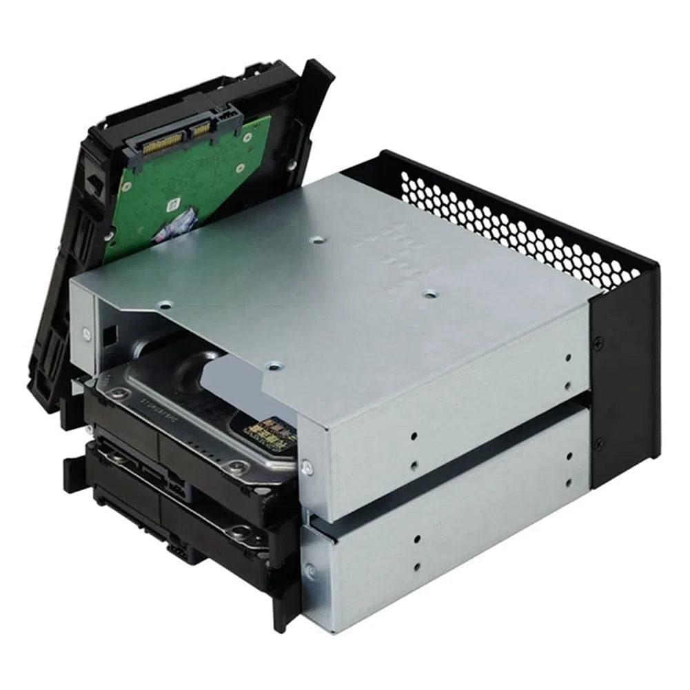 Gabbia per disco rigido da 3,5 HDD con vano ventole, scomparti HDD rimovibili, supporto per 3 dischi rigidi