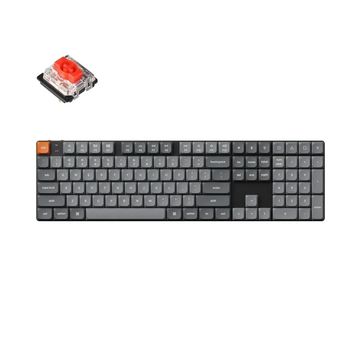 Keychron K5 Max Tastiera Meccanica ultra-sottile senza fili, programmabile QMK/VIA, 3 modalità Bluetooth/2,4 GHz/Cavo con LED bianco, Low Profile Gateron Red Switch, copritasti in PBT