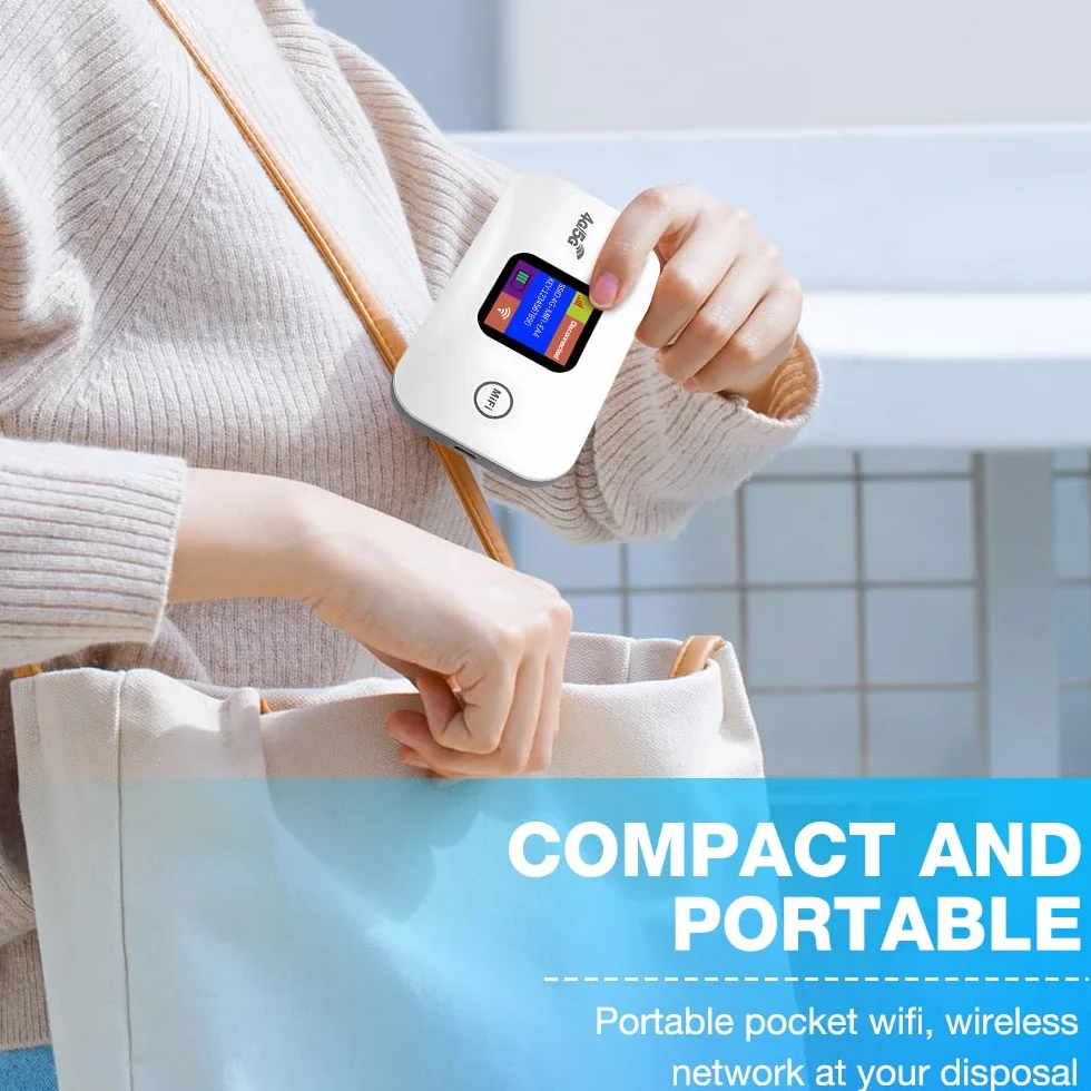 WiFi Portatile, NAVESO Router WiFi, Router 4g, Saponetta WiFi, 300 Mbps Router Portatile, Pocket WiFi, Hotspot Portatile con Slot per Scheda SIM e Schermo LED a Colori, Collega Fino a 10 Dispositivi