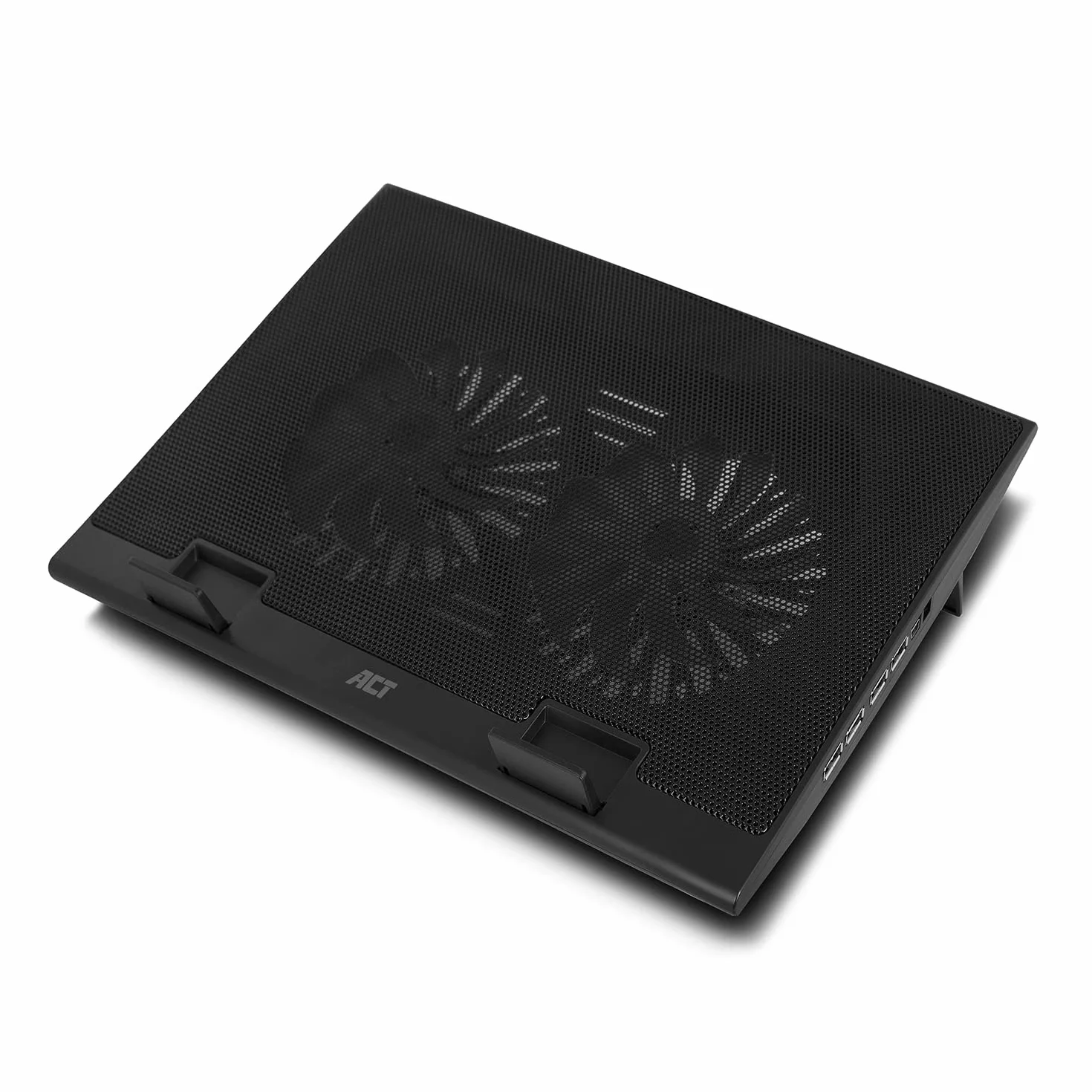 ACT Supporto di raffreddamento per laptop da 17", regolabile in altezza (2 posizioni ergonomiche), 2 ventole silenziose per l'ufficio, hub USB a 4 porte - AC8105
