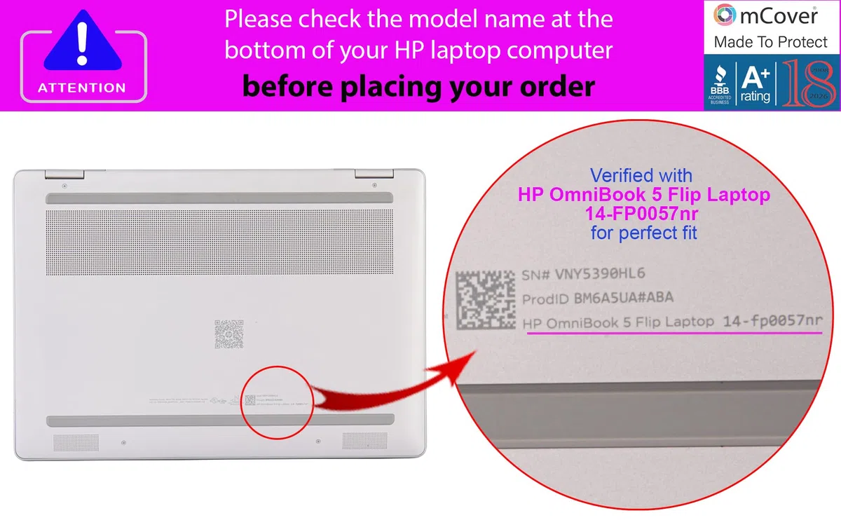 mCover Custodia compatibile solo per computer portatili Windows 2-in-1 2025-2026 da 14 pollici HP OmniBook 5 Flip 14-FPxxxx 2-in-1 (non compatibile con altri modelli HP), arancione