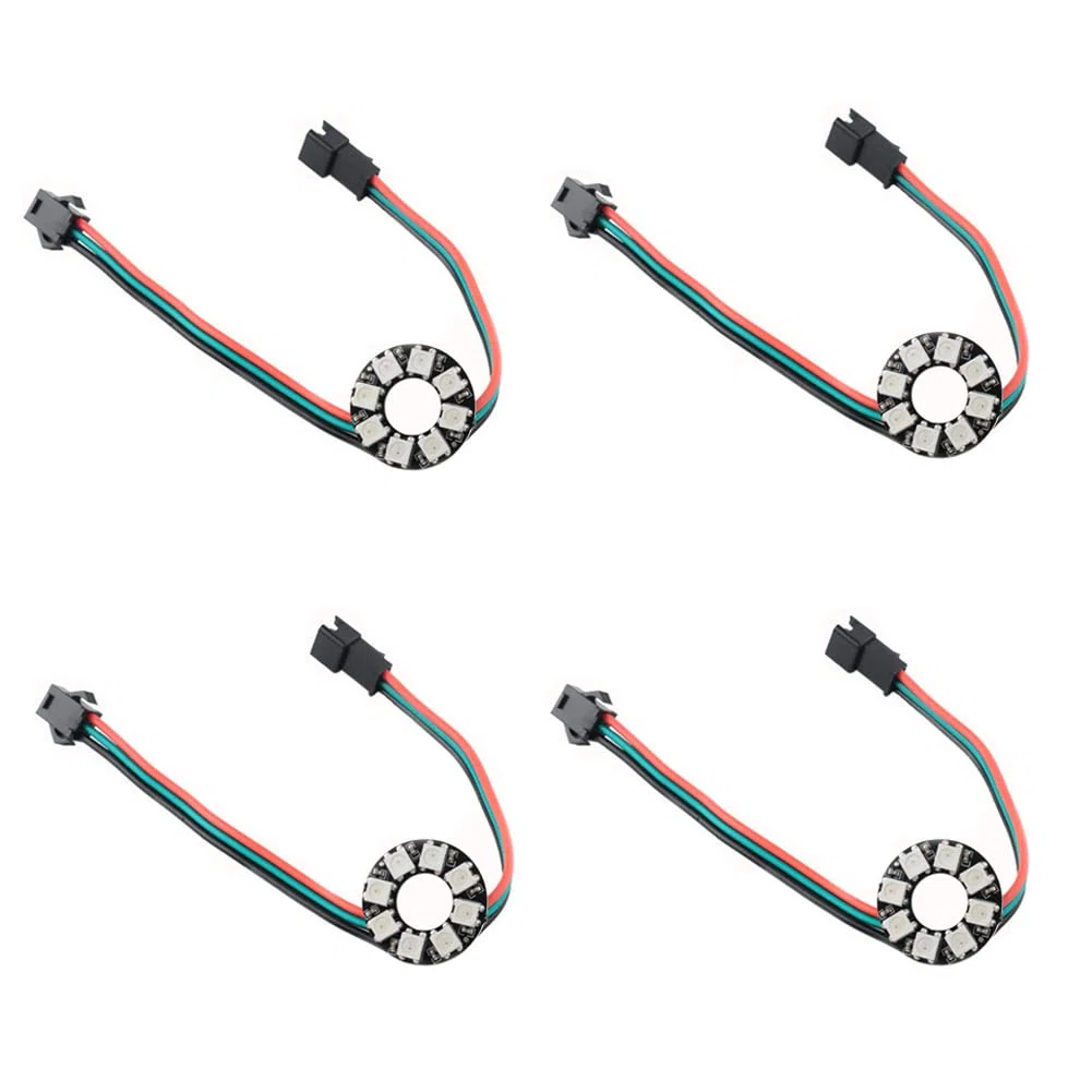 8 bit WS2812 RGB LED anello con cavo SM2.54-3P, 8 X WS2812B 5050 LED a colori con driver integrati indirizzabili individualmente DC5V per Arduino Raspberry Pi ESP32 Nodemcu (confezione da 4