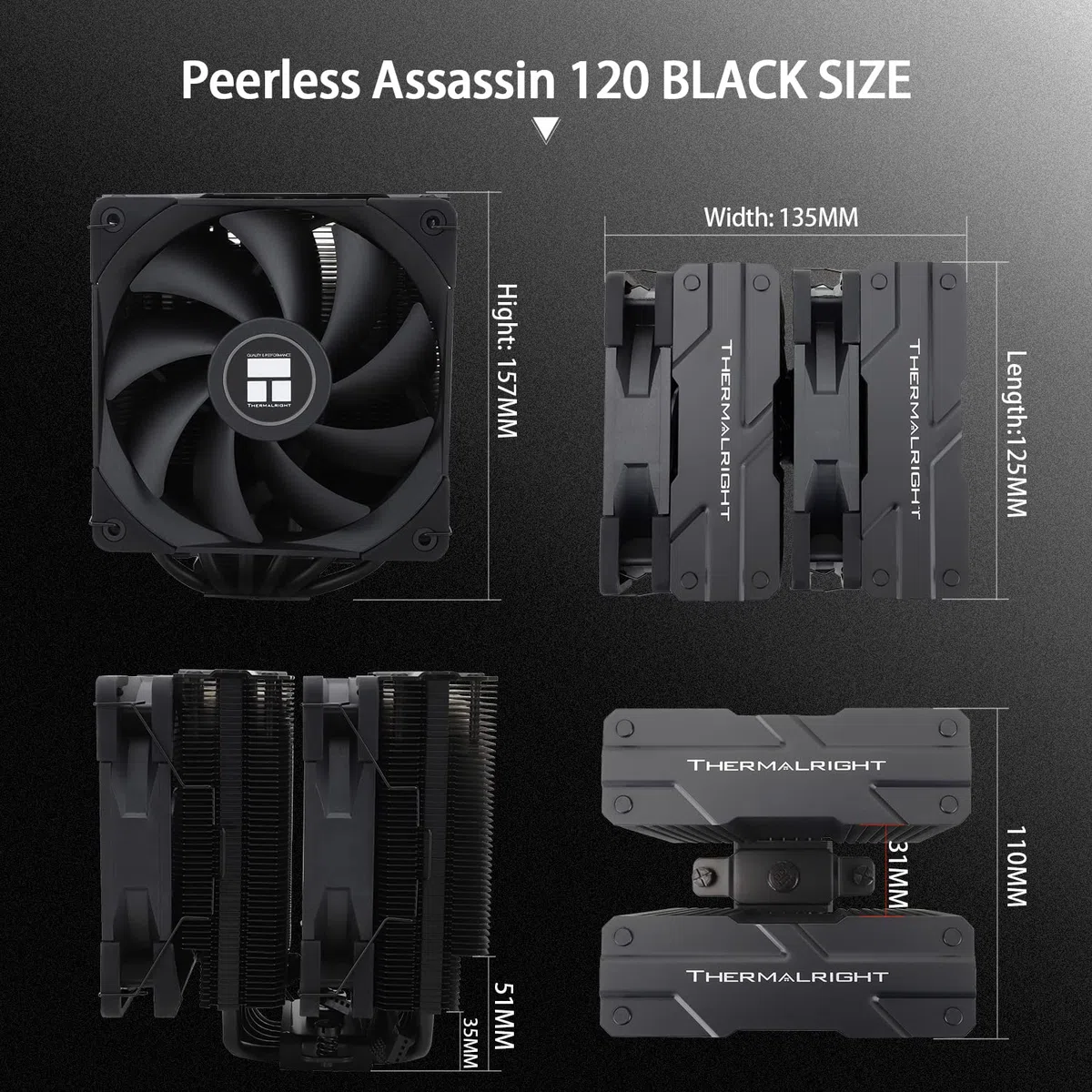 Thermalright Peerless Assassin 120 bianco ARGB CPU Air Cooler, 6 tubi di calore, doppia ventola C12W-S PWM da 120mm, copertura dissipatore in alluminio, AMD AM4 AM5/Intel LGA1700/1150/1151/1200/2066