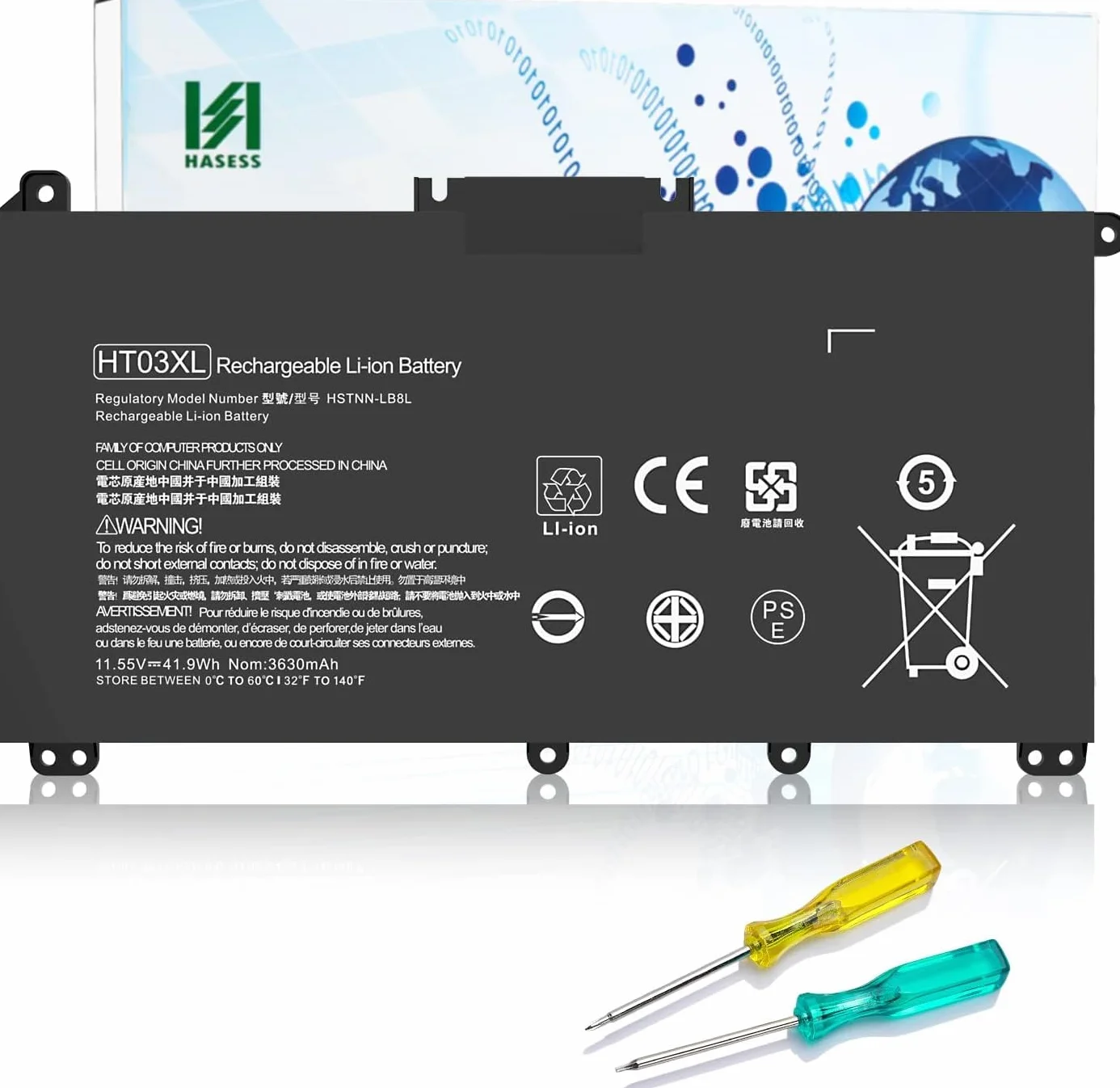 HT03XL Batteria di ricambio per HP Serie 240 245 250 255 G7 340 348 G5 Pavilion serie 14-DH 14Q-CS 14-CE 14-CK 14-DF 14-DQ 15-DW 15Q 15S X360 14M-DH Series HT03041XL L11111 9-855 L11421-542 L11421-2C2