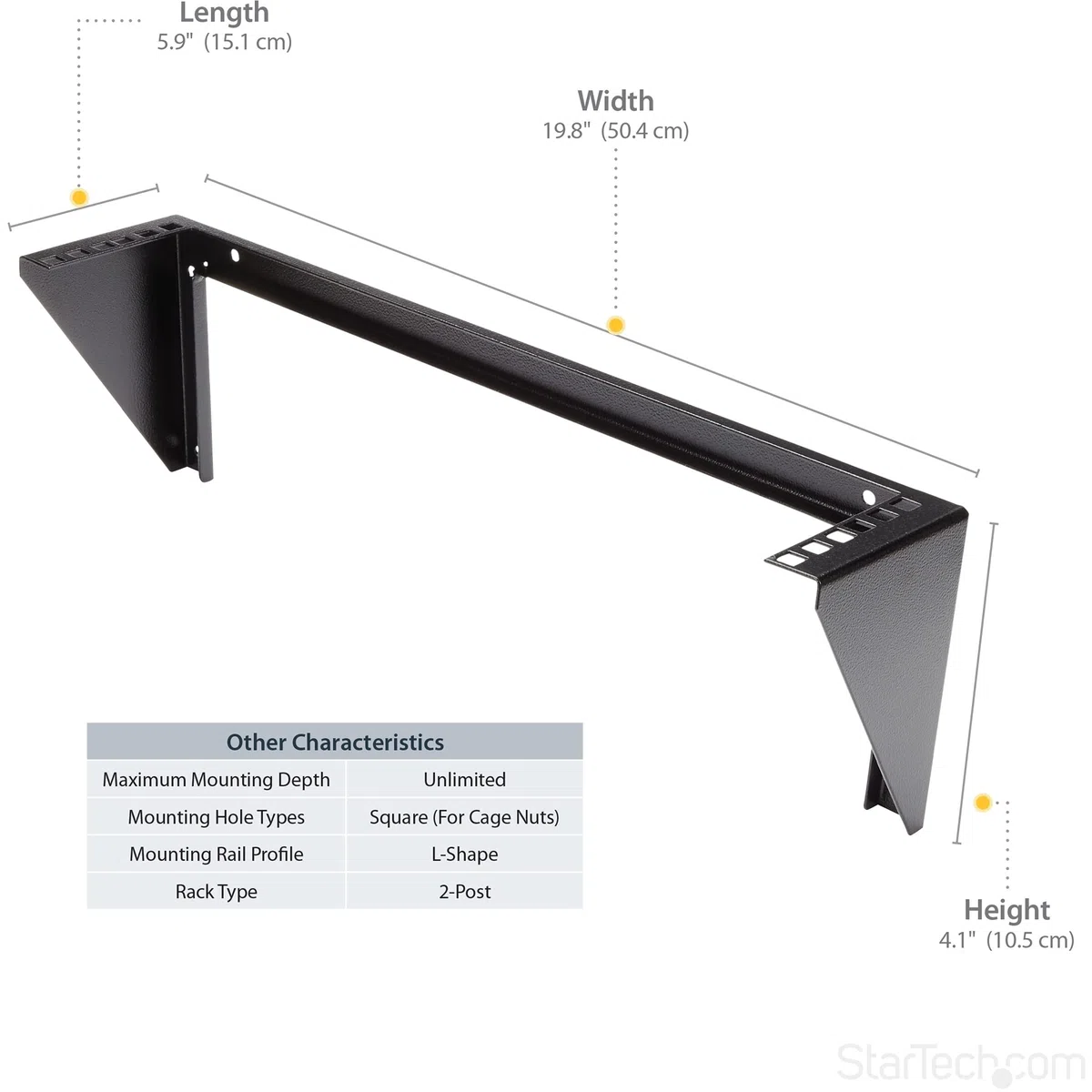 StarTech.com Staffa a parete 2U 19" per pannello patch verticale, Staffa per montaggio a rack in acciaio con hardware per apparecchiature di rete, server e dati da 19 pollici (RK219WALLV)