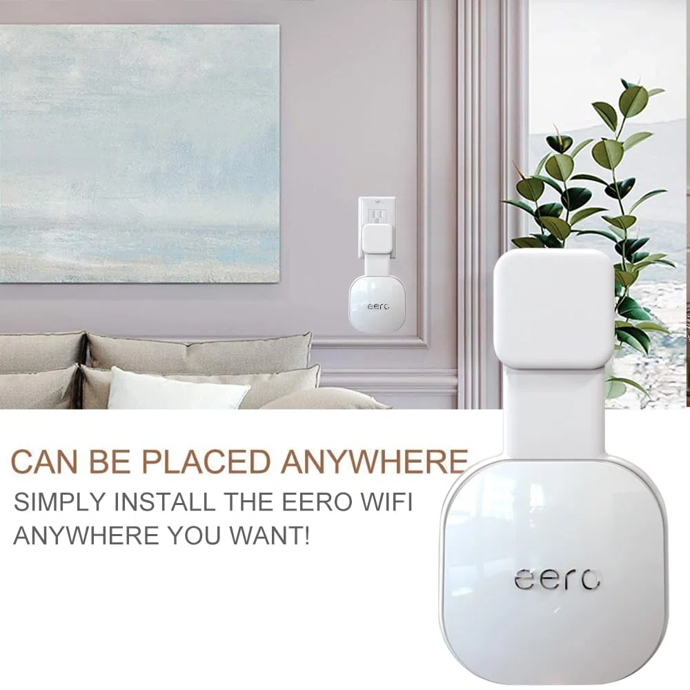 Supporto da parete solo per eero 6 Dual-Band Mesh Wi-Fi 6 System [non adatto per eero Pro 6 e eero 6+], senza fili disordinati, salvaspazio, facilmente spostabile, supporto per presa eero 6 Extender