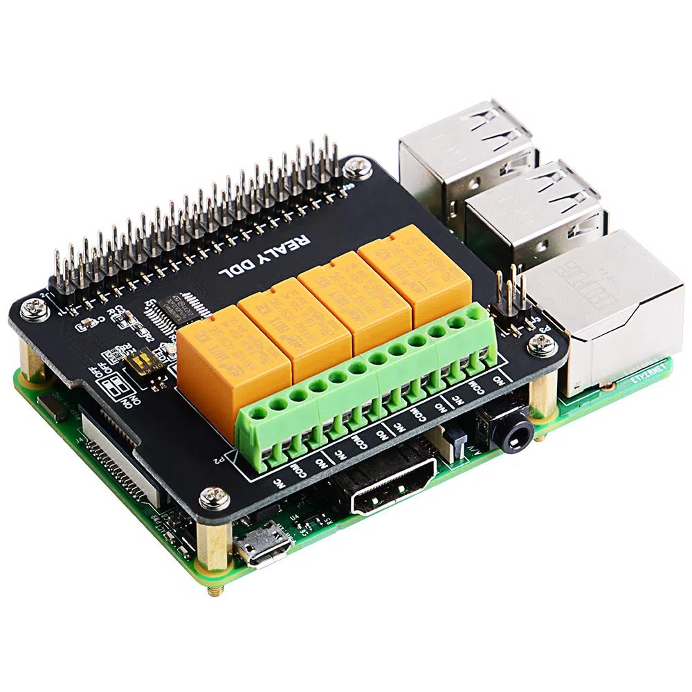 GeeekPi Raspberry Pi Scheda di espansione Modulo relè a 4 canali Modulo relè di Potenza per Raspberry Pi 3B+/3B/2B & Raspberry Pi 4 Modello B (Nessuna Programmazione Richiesta/programmabile)