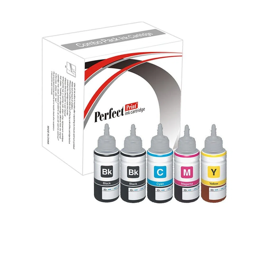 PerfectPrint - Cartucce stampante, per Epson L300, L355, L365, L555, ET-14000, ET-4500, ET-2500, ET-2550 (nero/ciano/magenta/giallo, confezione da 5)