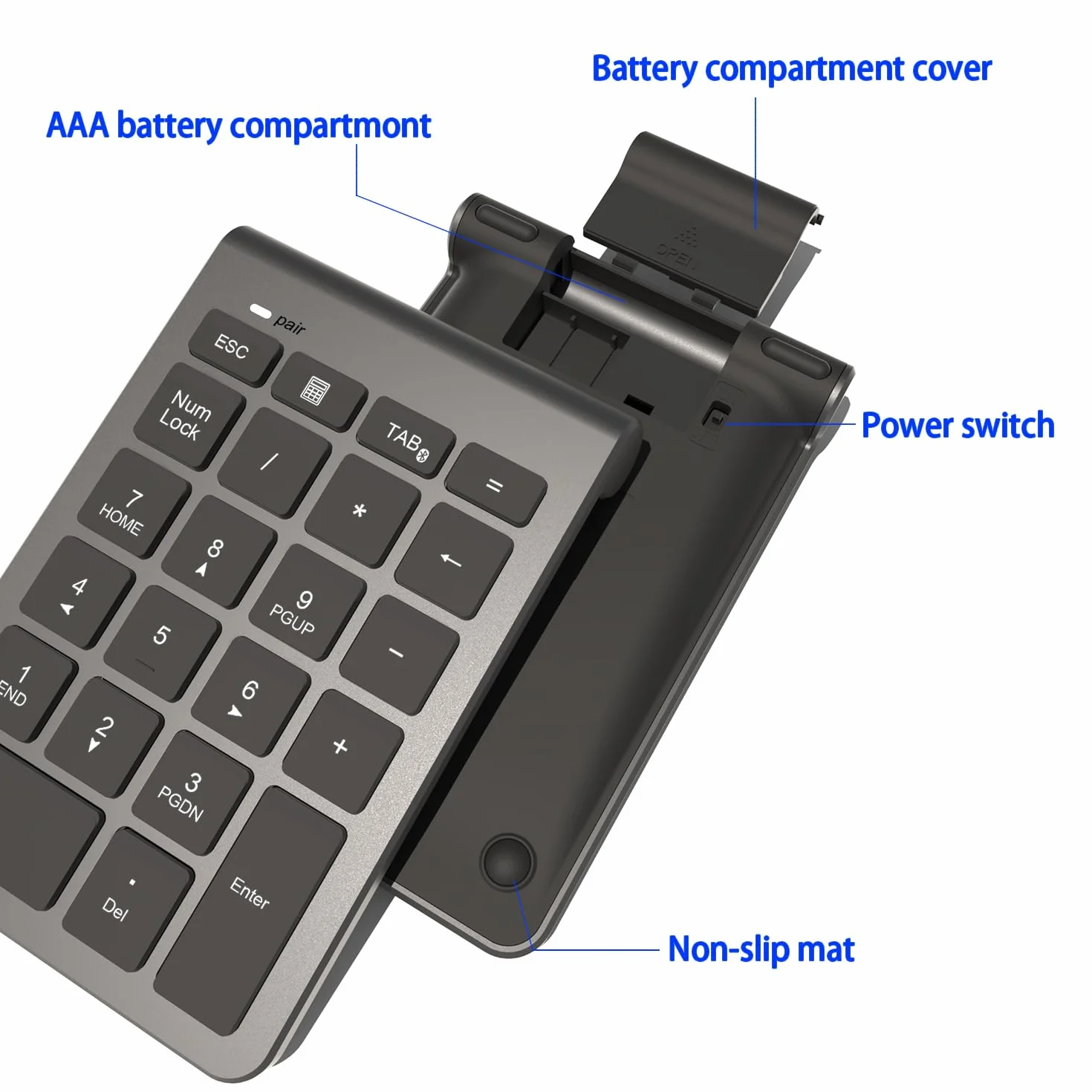 Tastierino Numerico Bluetooth 5.0-22 Tasti Tastierino Numerico per Laptop/MacBook/Surface Pro/PC - Design Ergonomico e Tasti Silenziosi Numpad (10m Portata)