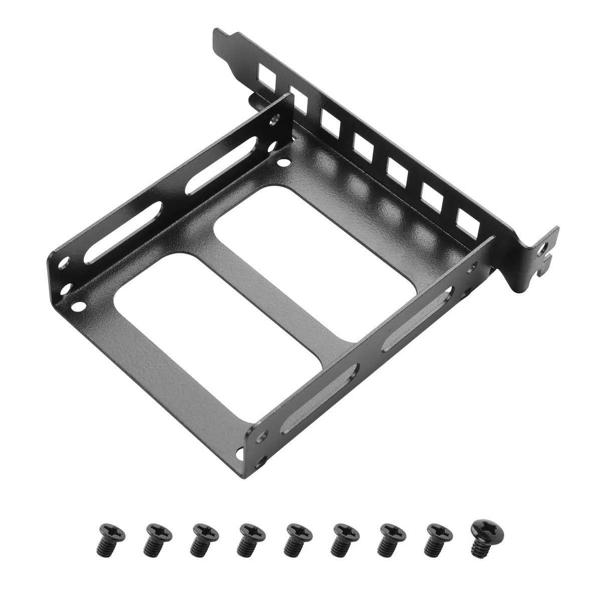 YAODHAOD Staffa di montaggio per pannello posteriore da 2,5 a 3,5", slot PCI per SSD PCI, 2 dischi rigidi interni da 2,5 pollici a PCI (nero 2,5", slot PCI da 12 cm)