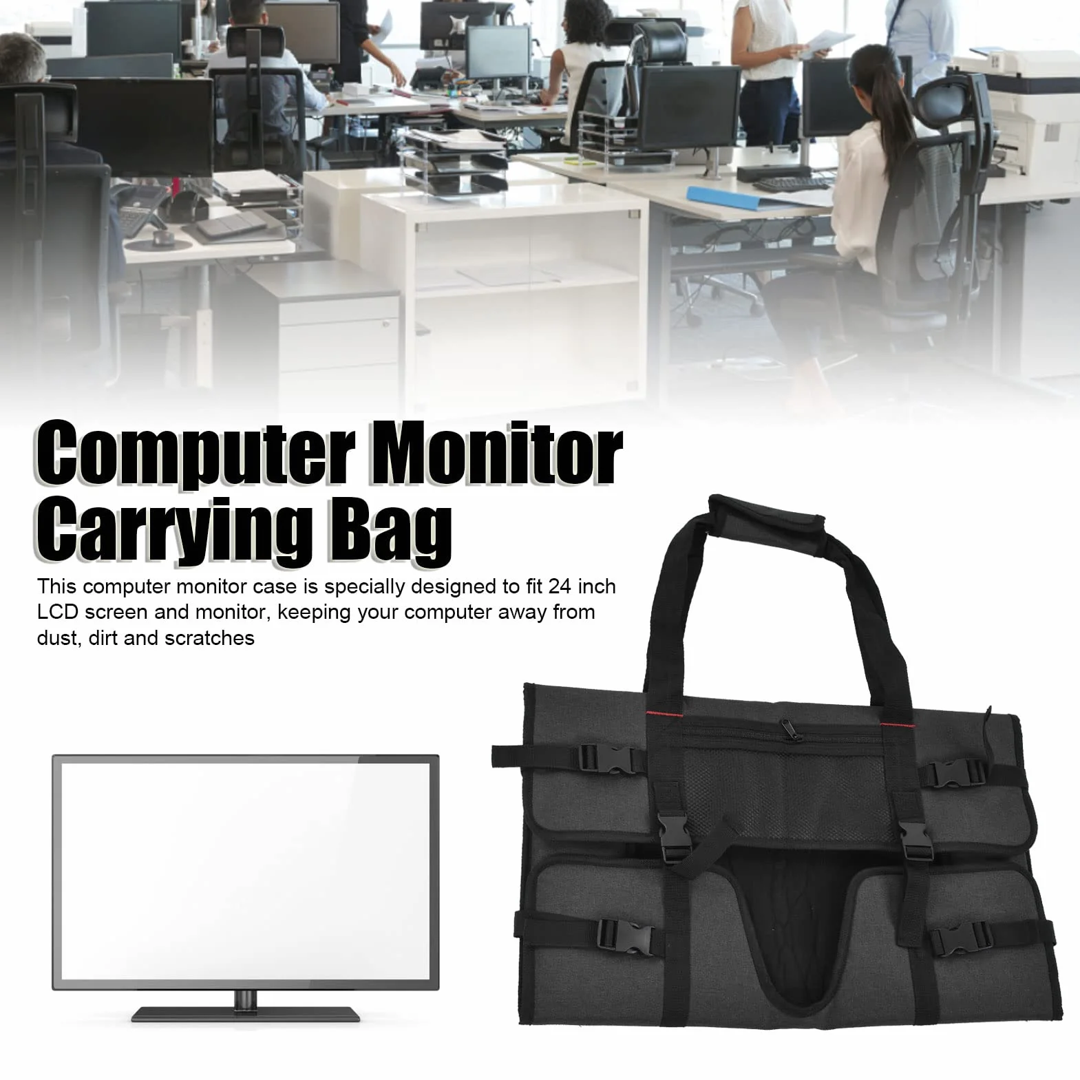 Fyearfly Borsa Protezione Monitor, Custodia da Viaggio Imbottita per Monitor, Borsa da trasporto per monitor di computer di casa Custodia protettiva portatile per schermi e monitor LCD da 24 pollici