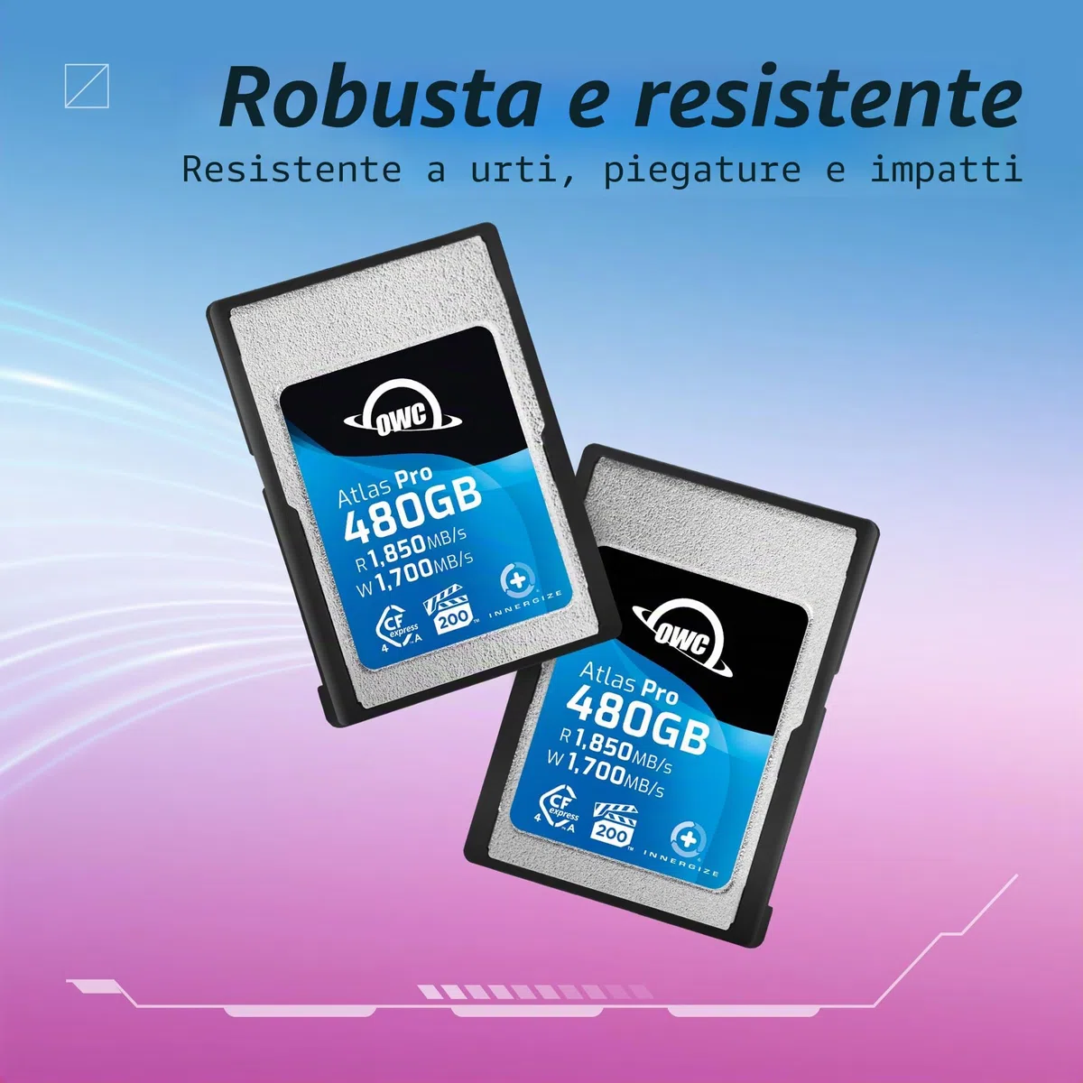 OWC Atlas Pro - Scheda di memoria Cfexpress 4.0 di tipo A ad alte prestazioni, 480 GB, di grado professionale, fino a 1850 MB/s in lettura e 1700 MB/s in scrittura