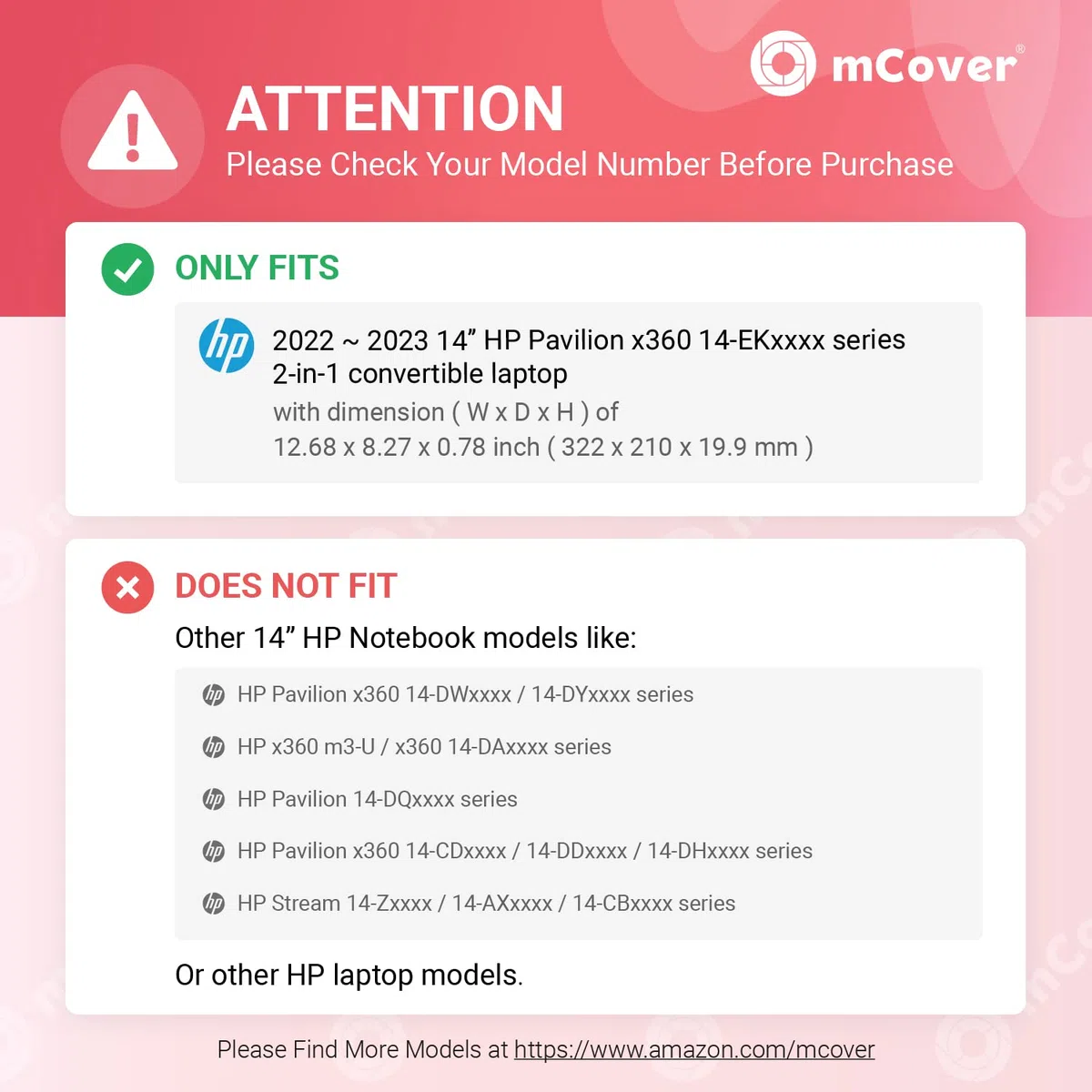 mCover - Custodia rigida compatibile con HP Pavilion X360 14-EKxxxx serie 2-in-1 convertibile per laptop e PC, trasparente