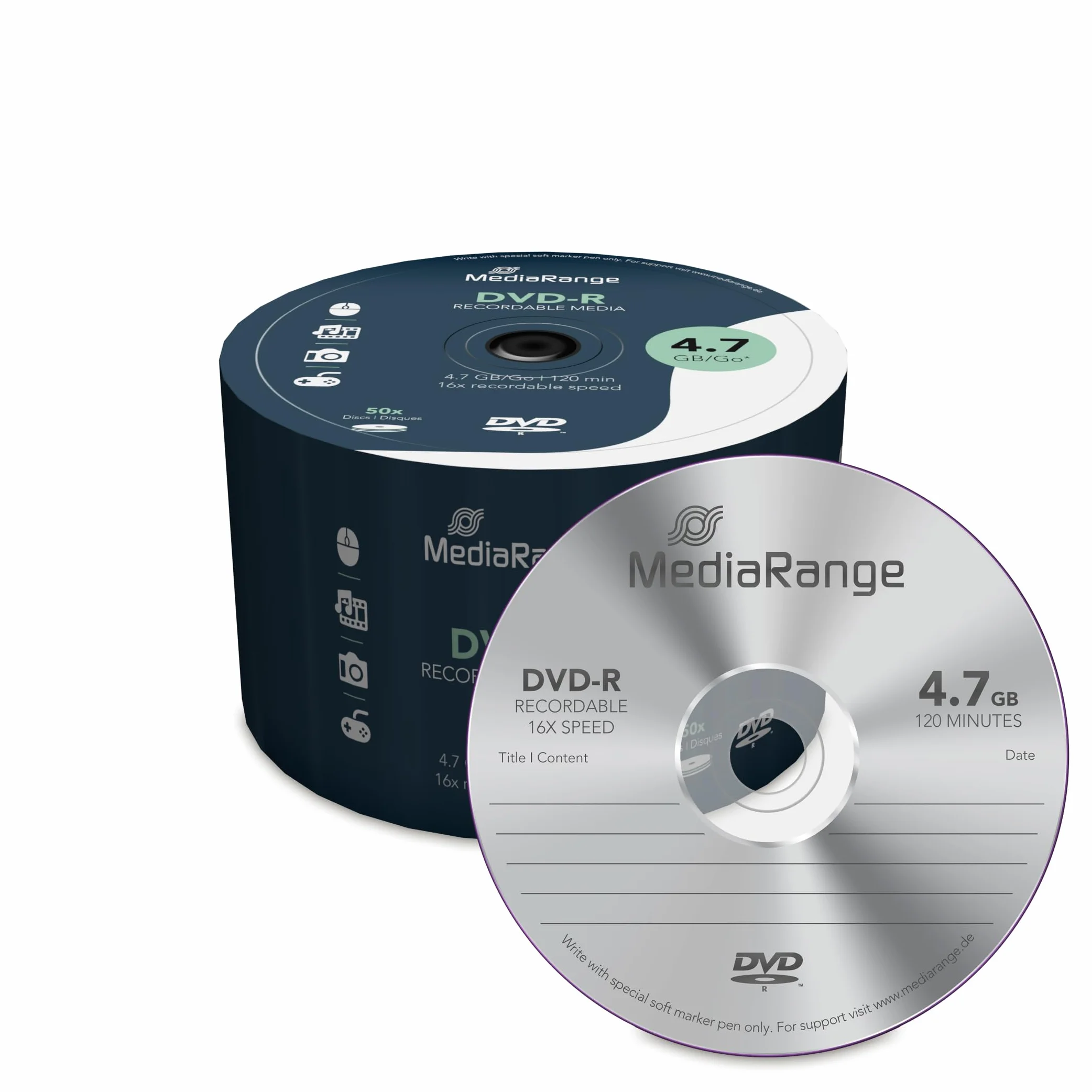 MediaRange MR444 Confezione Dvd-R, Argento
