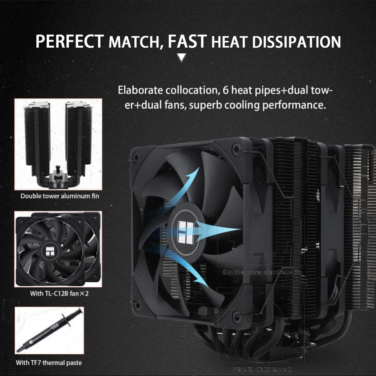 Thermalright Peerless Assassin 120 bianco ARGB CPU Air Cooler, 6 tubi di calore, doppia ventola C12W-S PWM da 120mm, copertura dissipatore in alluminio, AMD AM4 AM5/Intel LGA1700/1150/1151/1200/2066