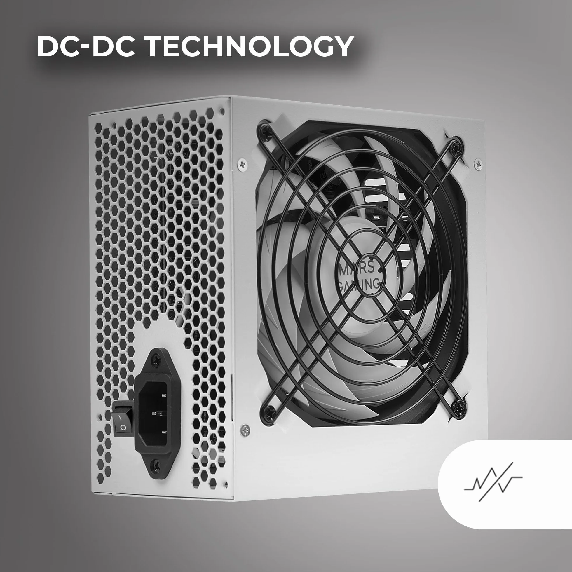 Mars Gaming MPIII550P, Alimentatore PC ATX 550W, 5 Anni di Garanzia, 85% di Efficienza, Sistema Digitale APFC, Ventola FDB 120mm AI-RPM, Tecnologie DC-DC e SMD, Cavi Piatte Extra-lunghi, Bianco
