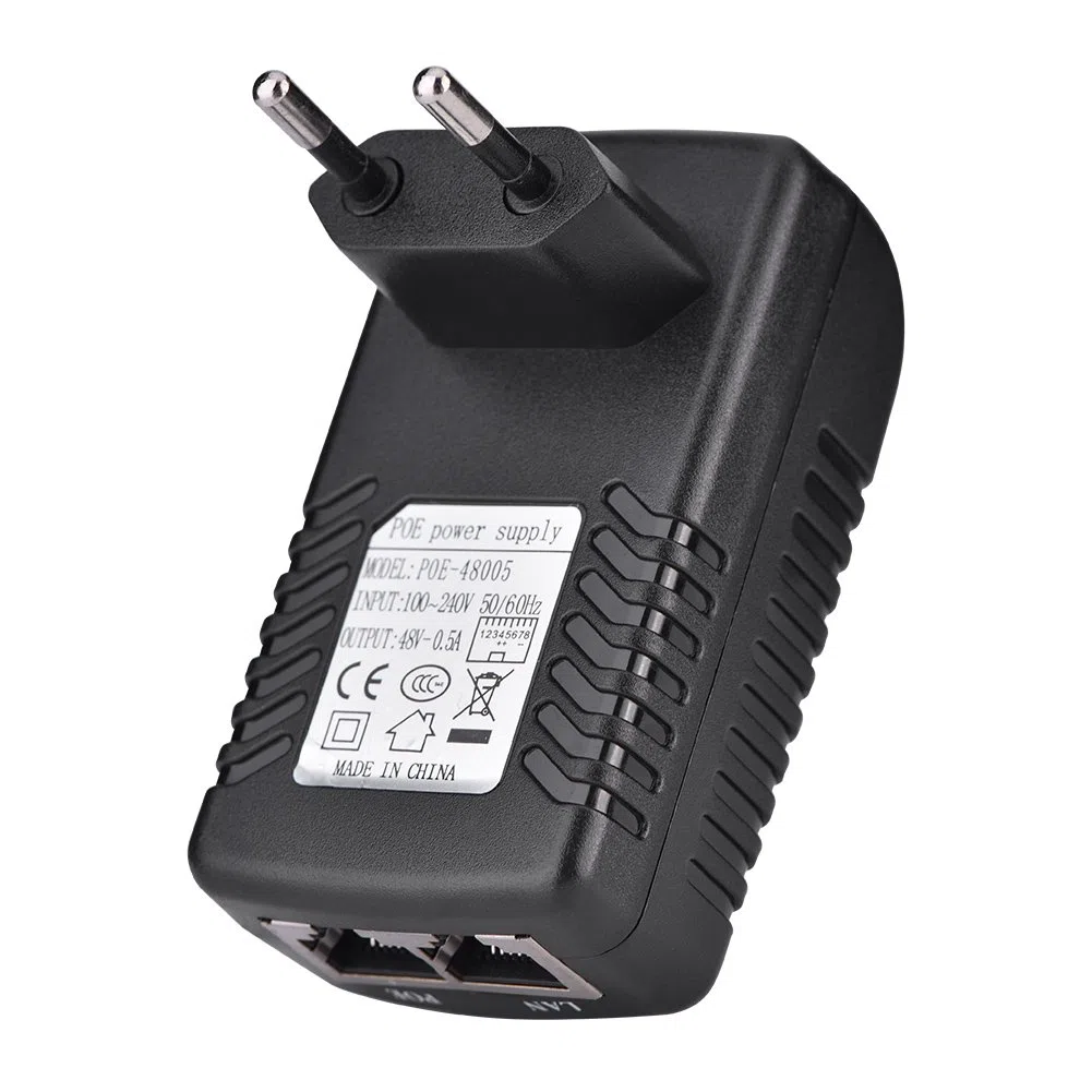 Tosuny Iniettore Poe a Parete, Adattatore di Alimentazione Adattatore Ethernet da 48 V 0,5 A Telefono/Fotocamera IP con Spina a Muro (Unione Europea)