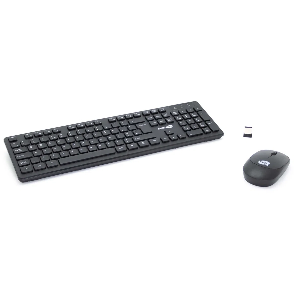 SIMPLETEK - Kit Mouse & Tastiera Wireless 2.4G Layout GR Greco | Greek Keyboard QWERTY con Tastierino Numerico Mouse Ergonomico 3 Tasti Ricevitore USB