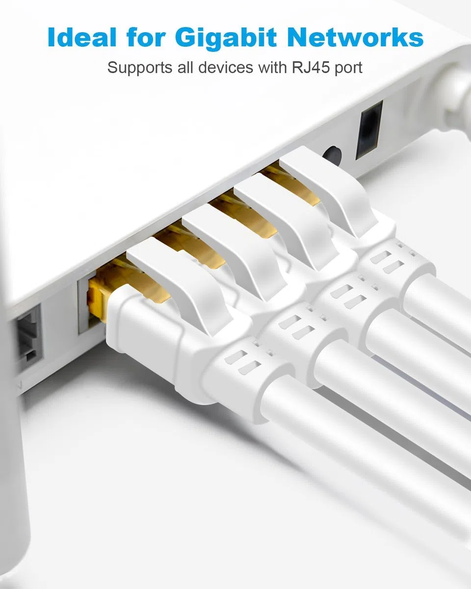 DDMALL Cavo Ethernet Cat8 10 metri, Cavo di Rete ad Alta Velocità 40Gbps 2000MHz F/FTP Cavo LAN, con Connettori RJ45 Placcati in oro per Router, Modem, PC, PS5, Xbox e Gaming (Bianco)
