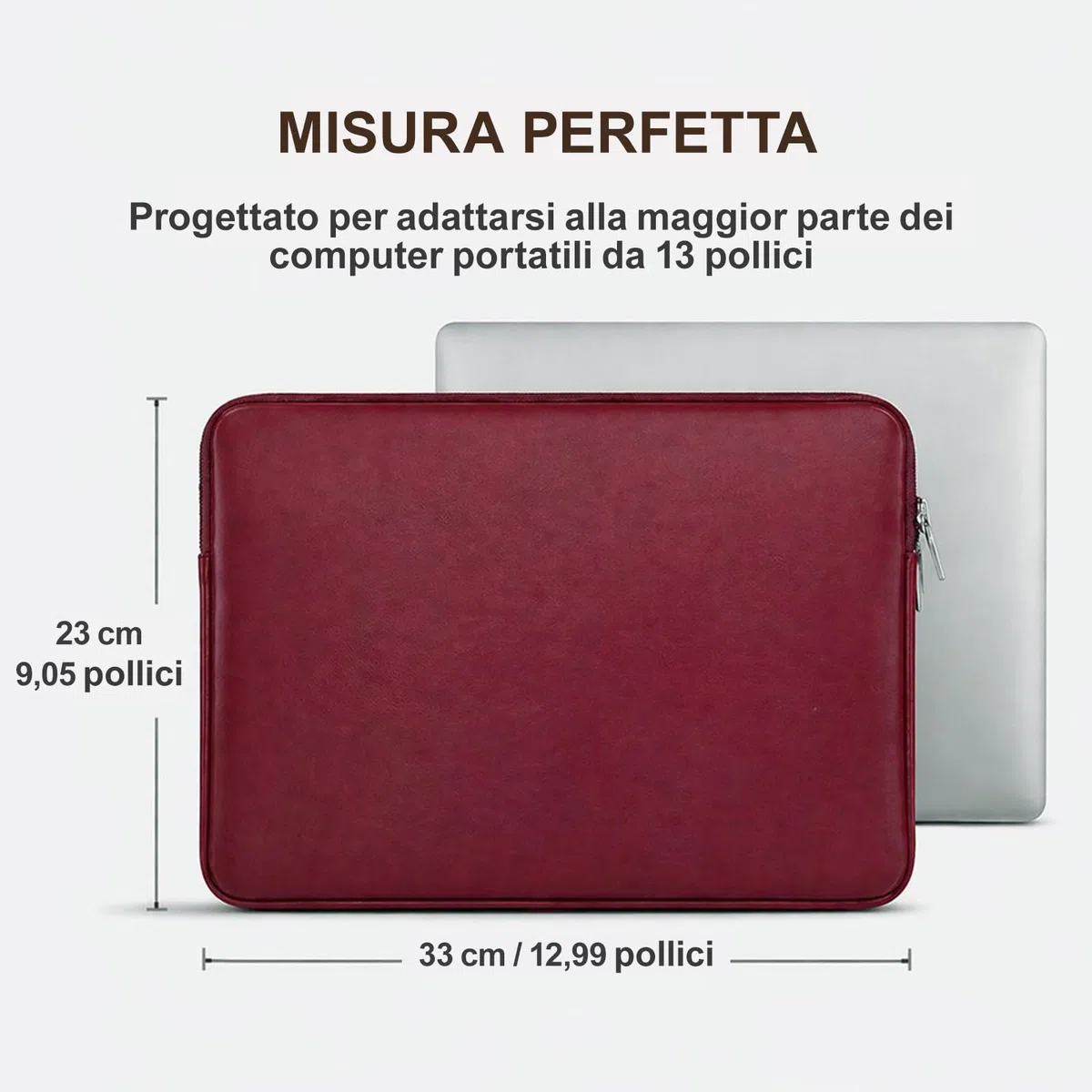 RAINYEAR Custodia morbida in pelle PU per laptop compatibile con MacBook Air 13 pollici (M5 M4 M3 M2 M1 A3449 A3240 A3113 A2681 A2338 A2337), MacBook Neo, MacBook Pro da 13,3 e 14 pollici, Rosso